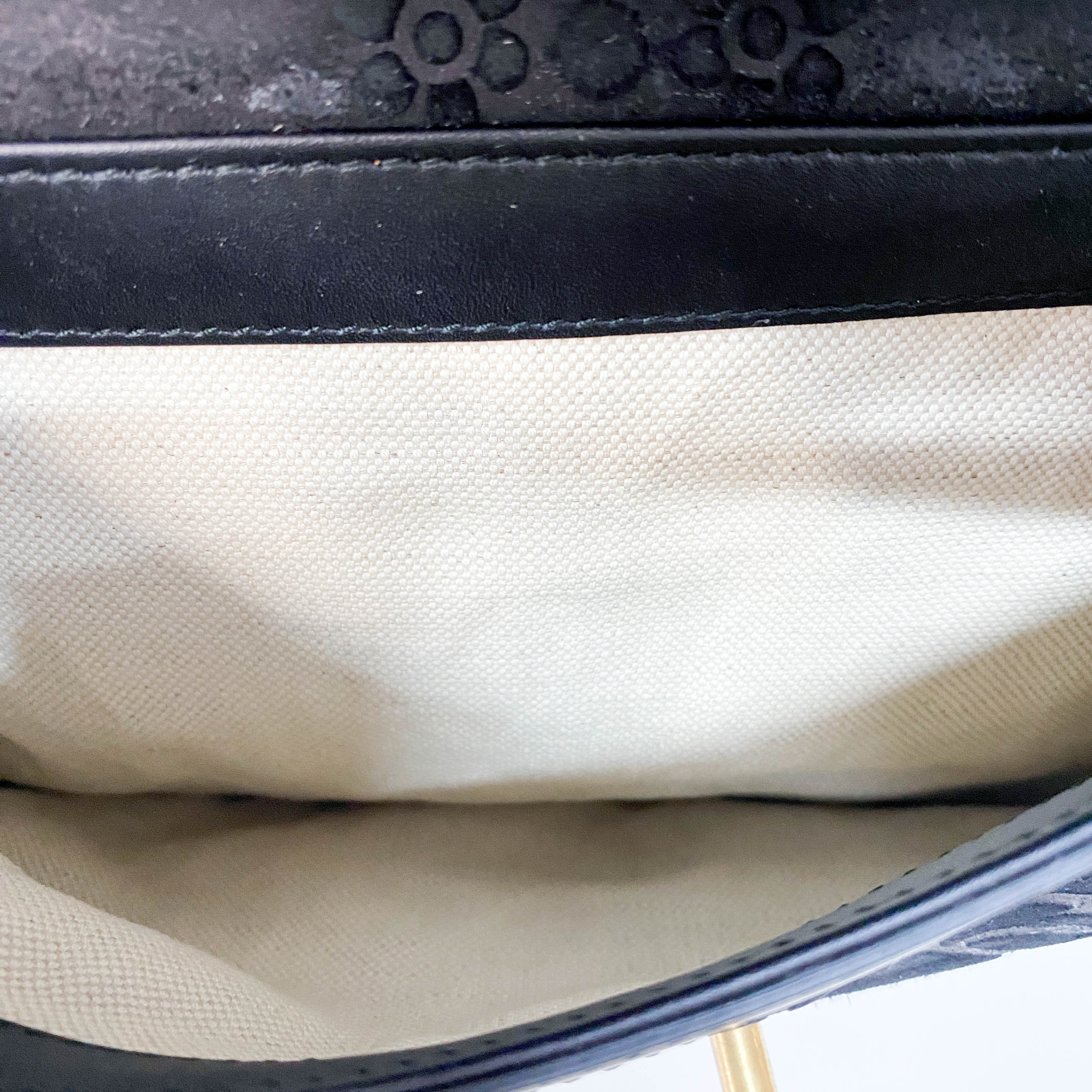 Black Floral Suede/Leather Handbag