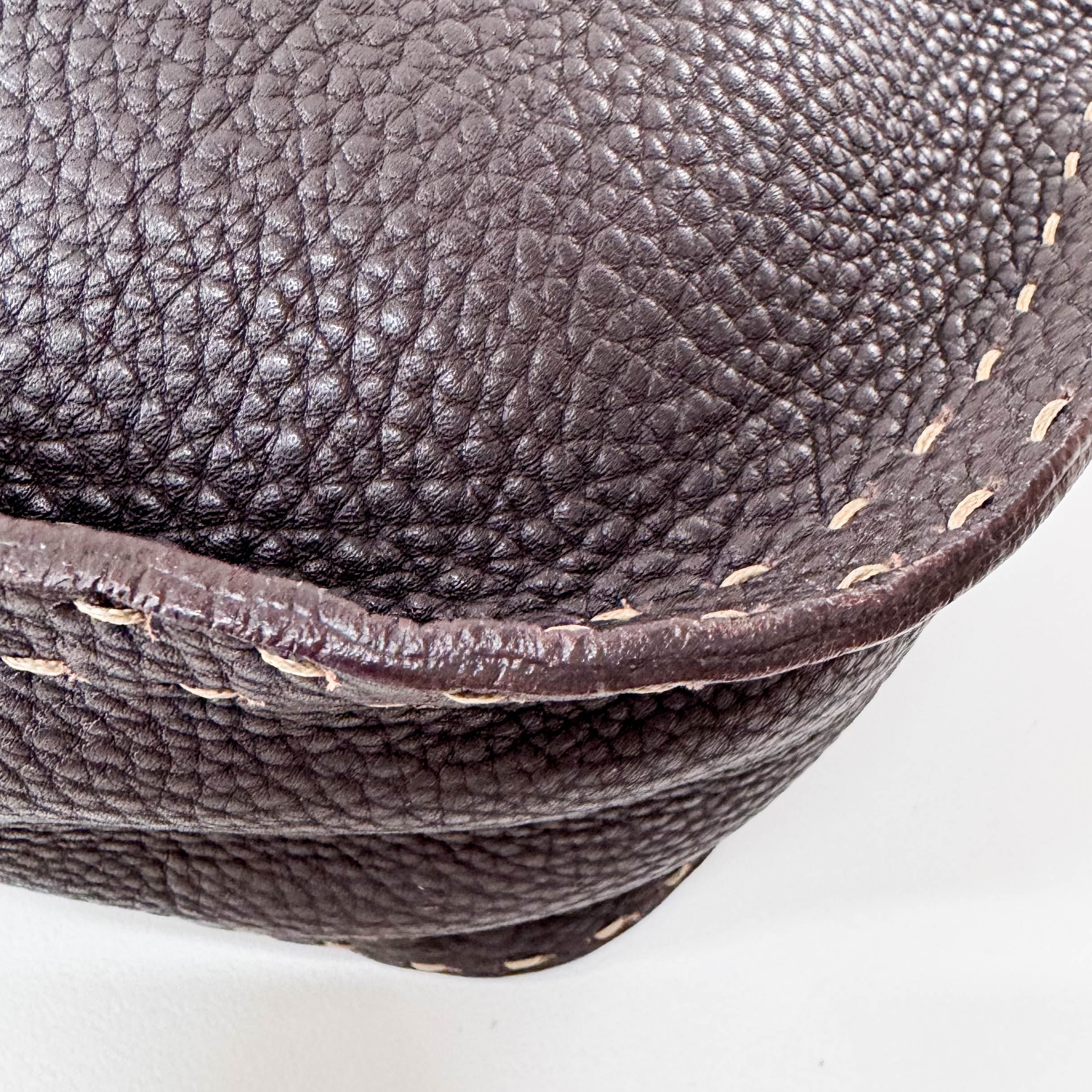 Leather Stitch Hobo Shoulder Bag