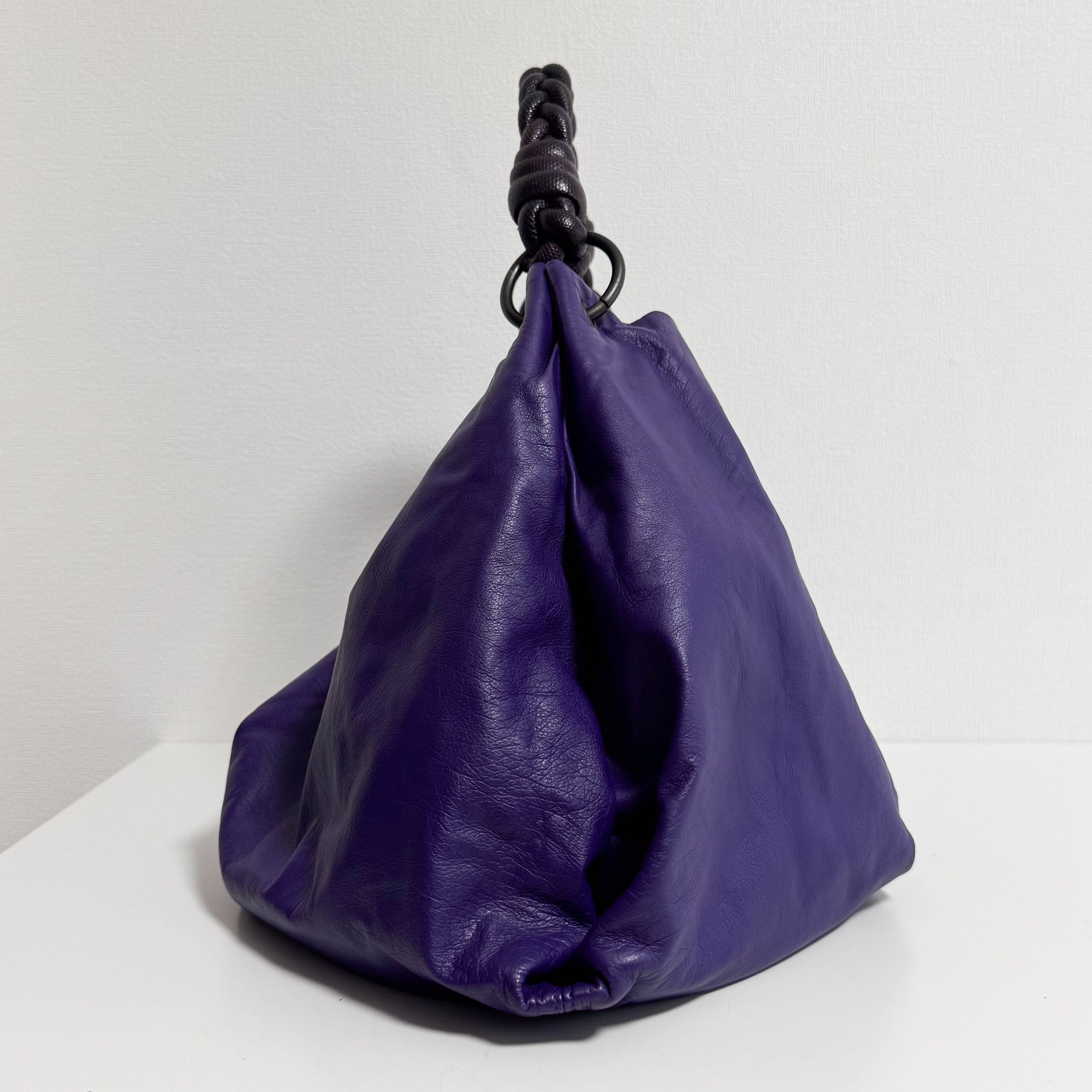 Hobo Shoulder Bag Aubergine Leather