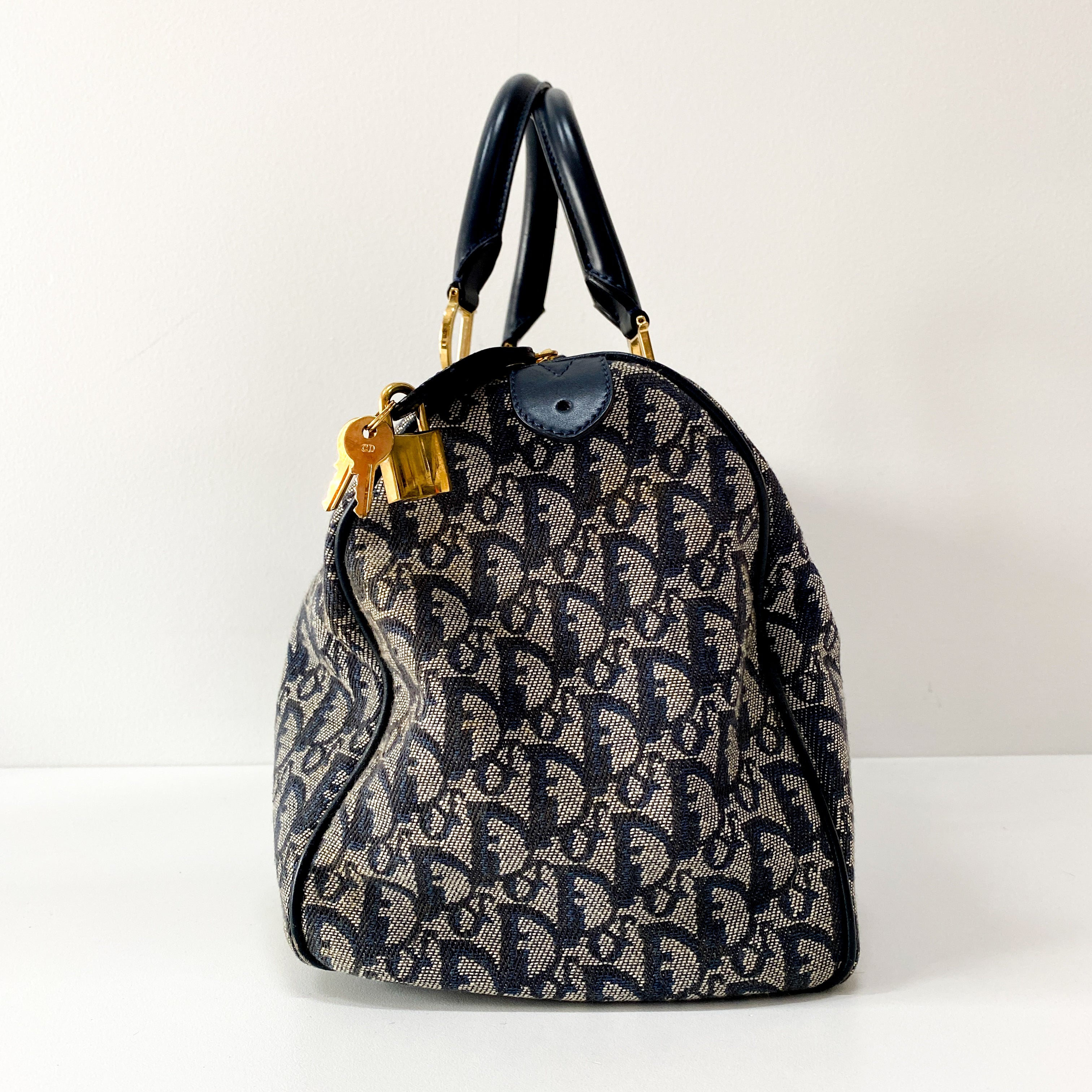 Boston Trotter Navy Canvas Handbag