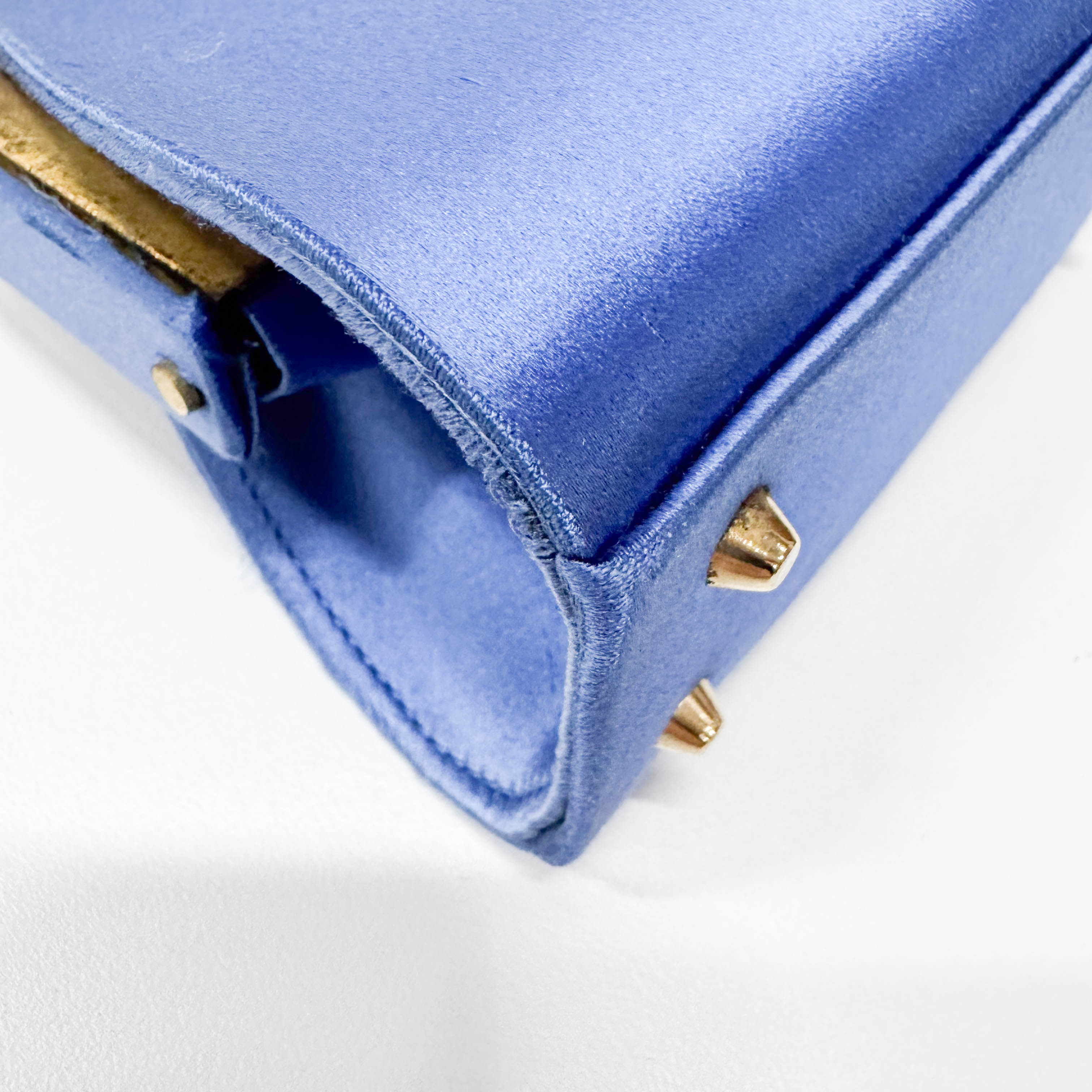 Mini Blue Satin Rhinestone Two Way Bag