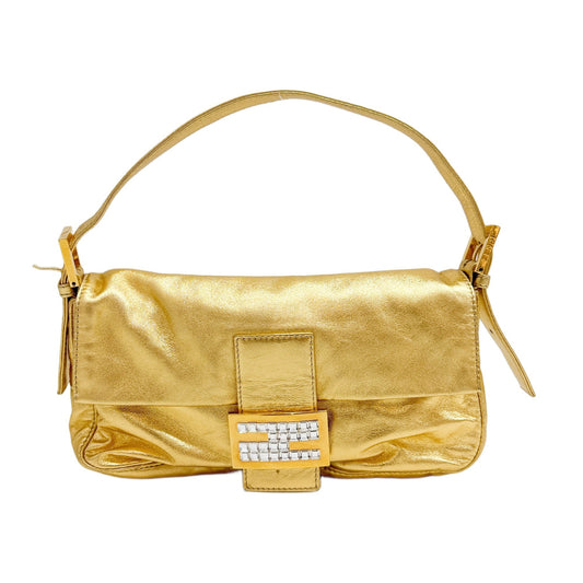 Baguette Gold Leather Shoulder Bag