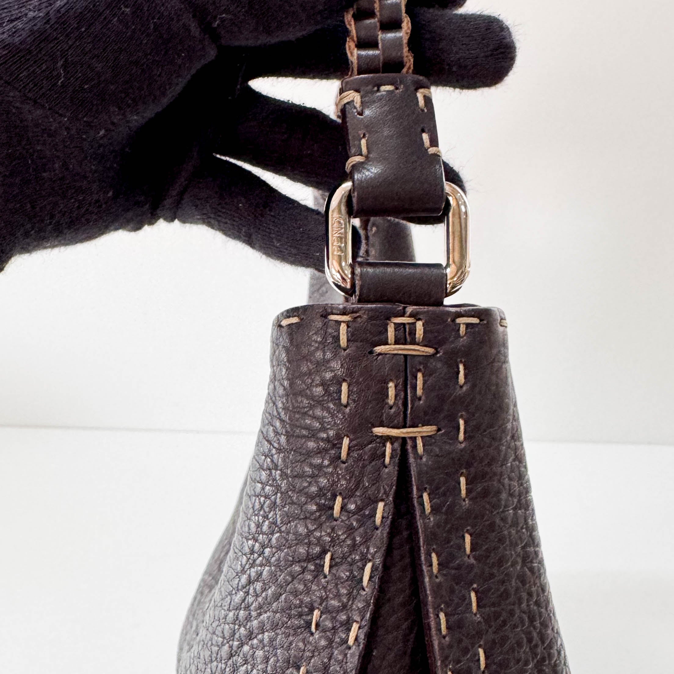 Leather Stitch Hobo Shoulder Bag