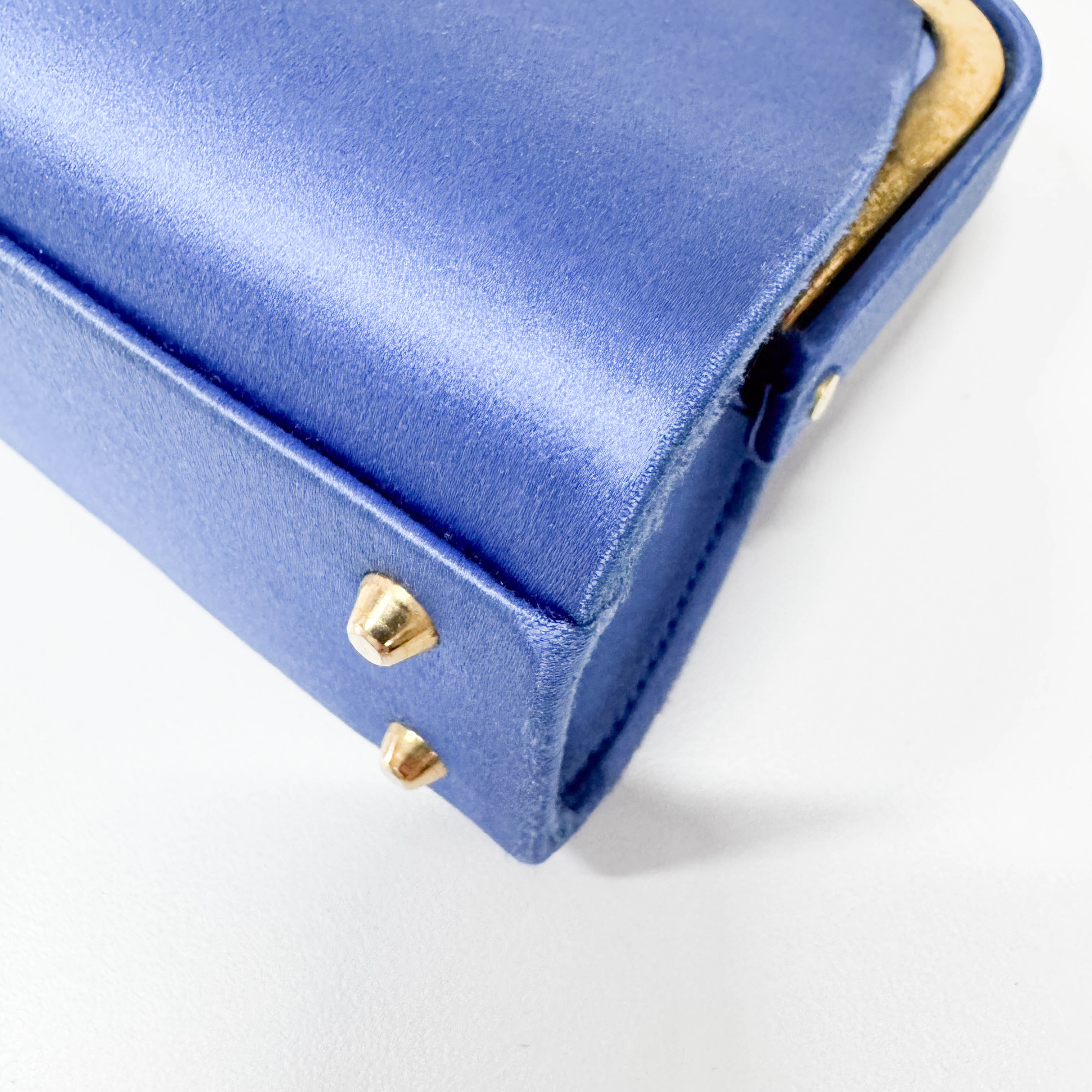 Mini Blue Satin Rhinestone Two Way Bag