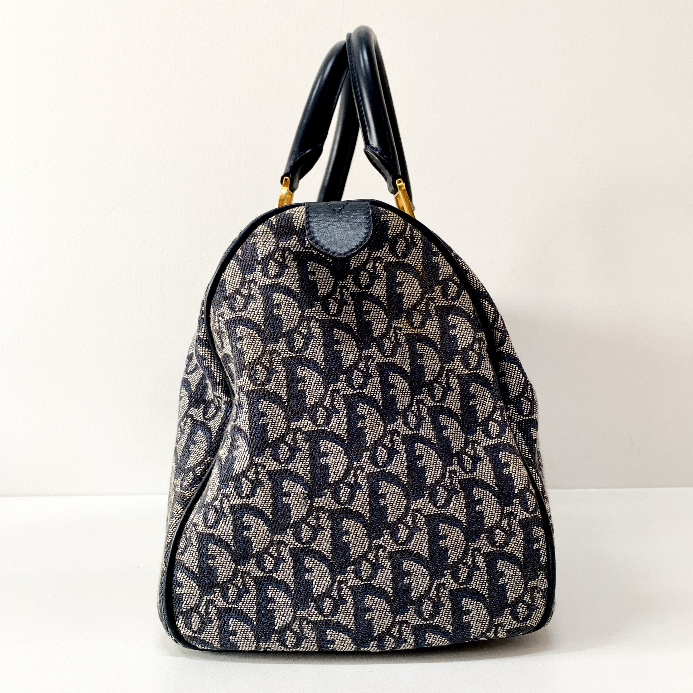 Boston Trotter Navy Canvas Handbag