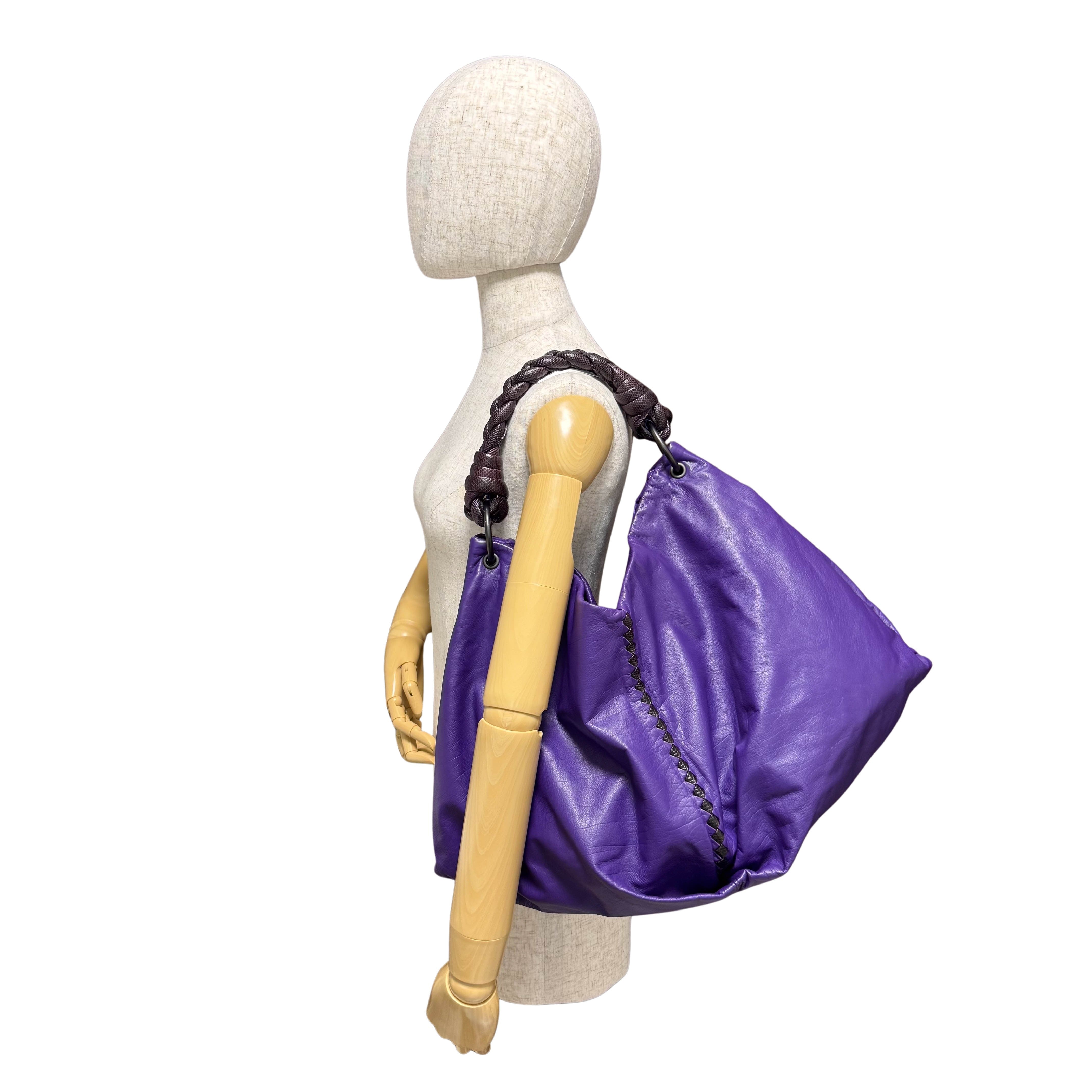 Hobo Shoulder Bag Aubergine Leather