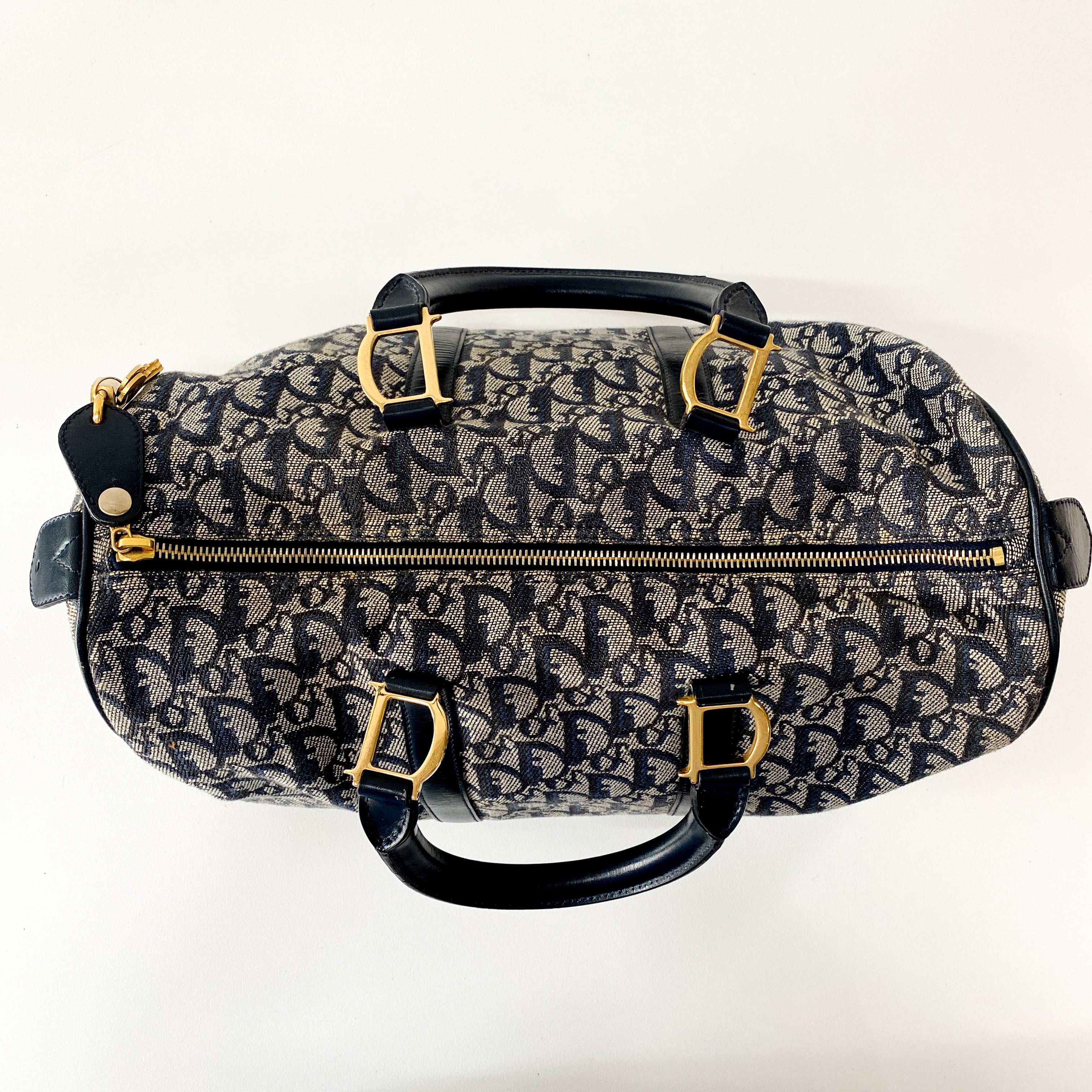 Boston Trotter Navy Canvas Handbag