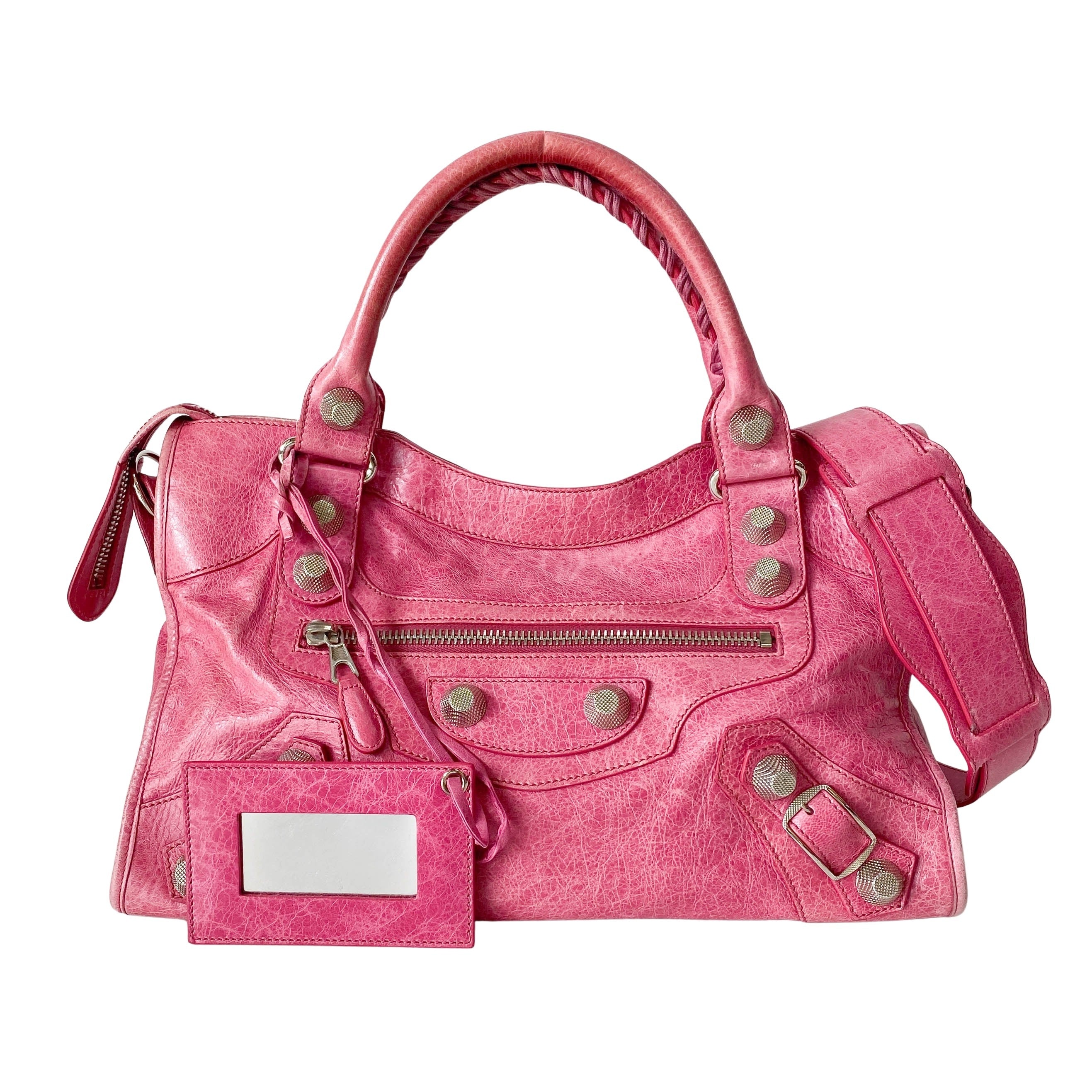 Giant 21 Hardware Pink Leather Two Way Bag