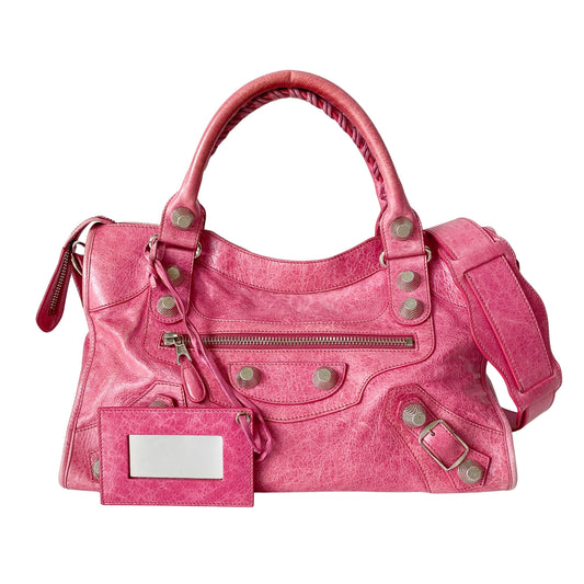 Giant 21 Hardware Pink Leather Two Way Bag