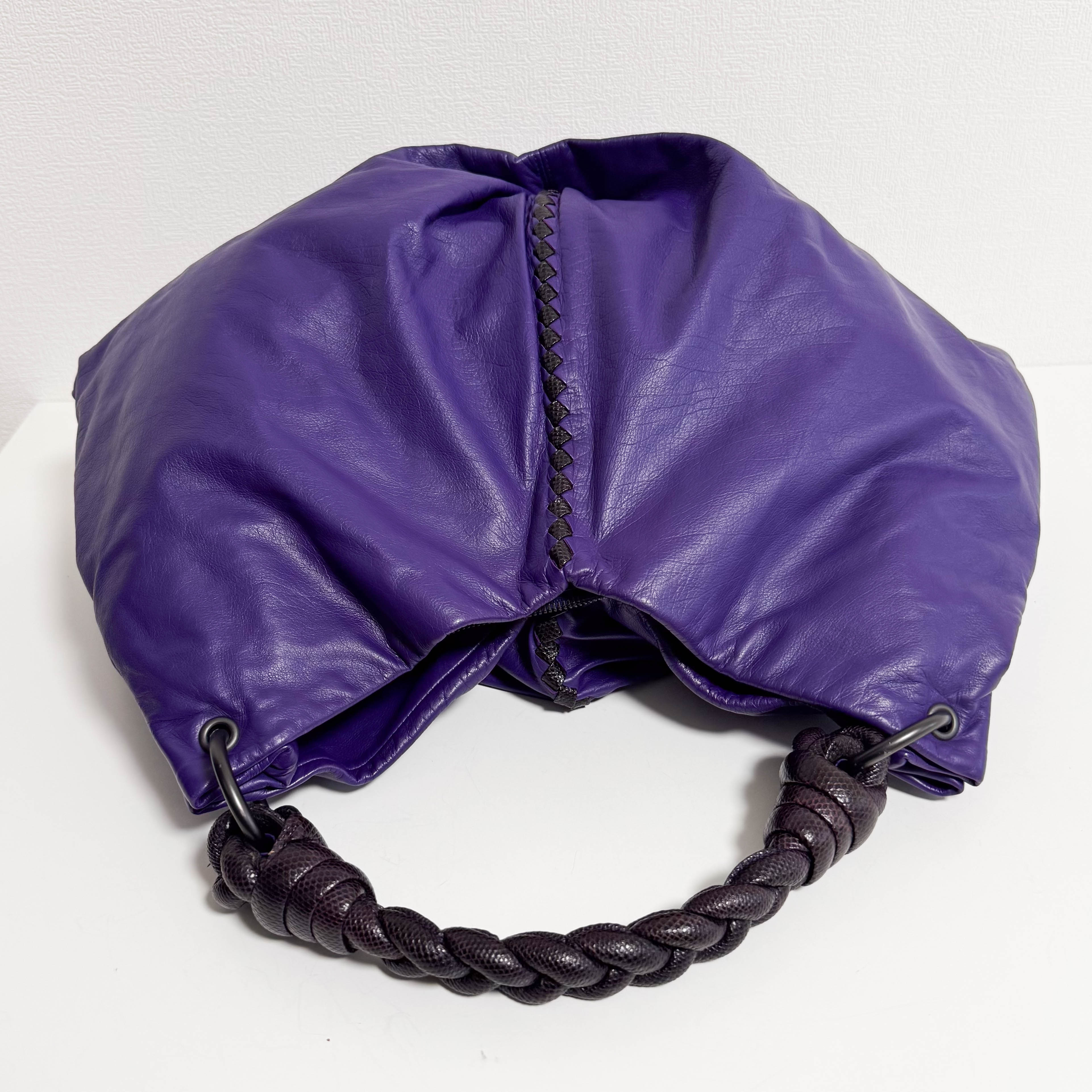 Hobo Shoulder Bag Aubergine Leather