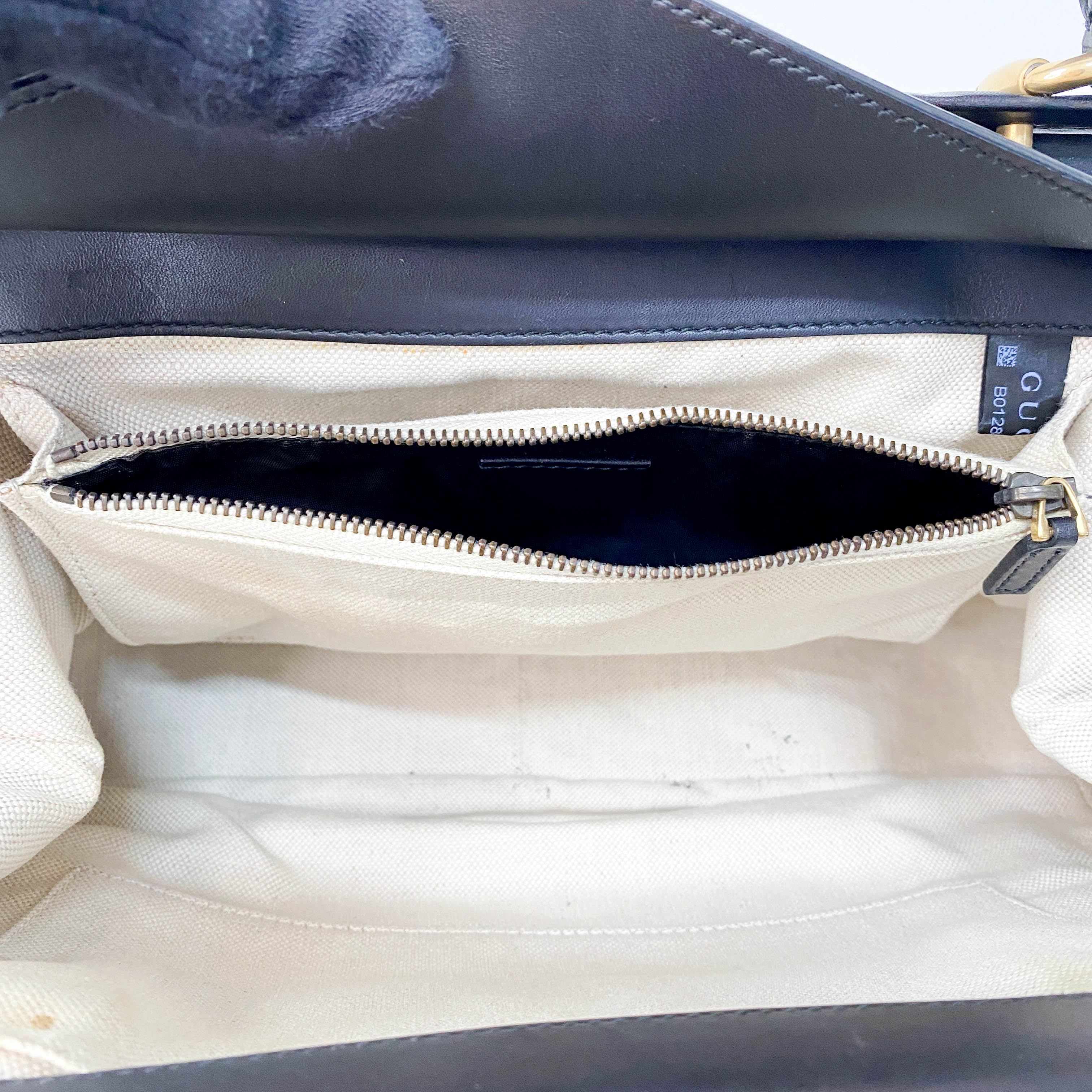 Black Floral Suede/Leather Handbag