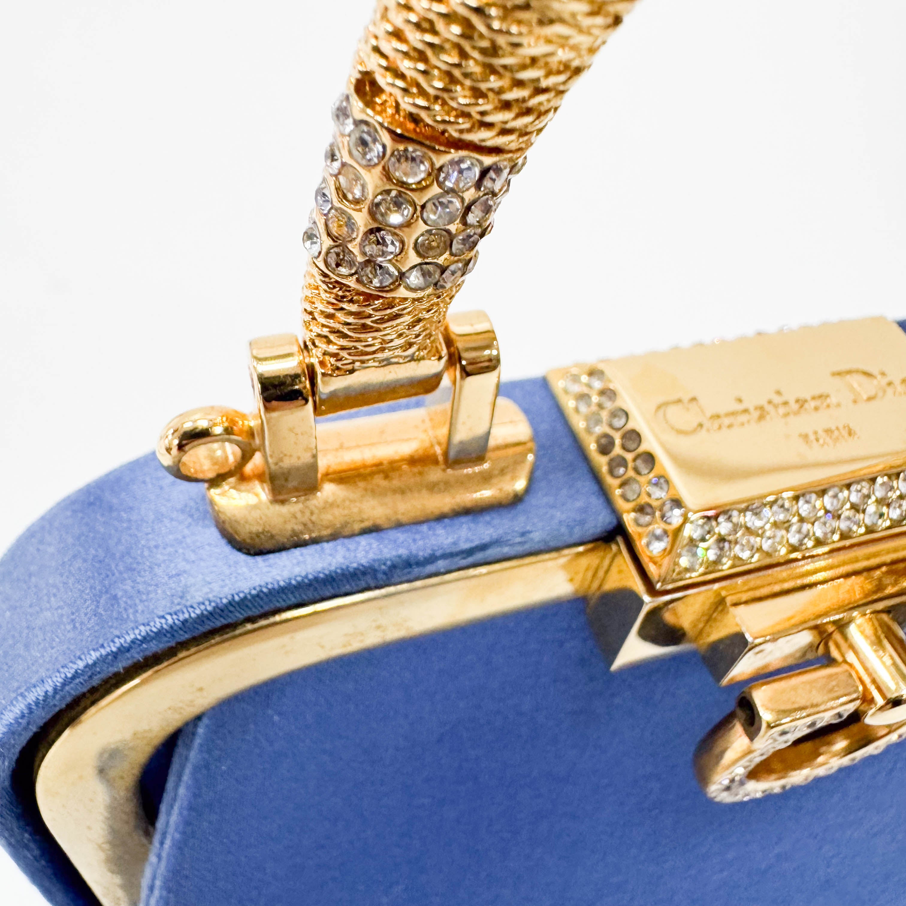 Mini Blue Satin Rhinestone Two Way Bag