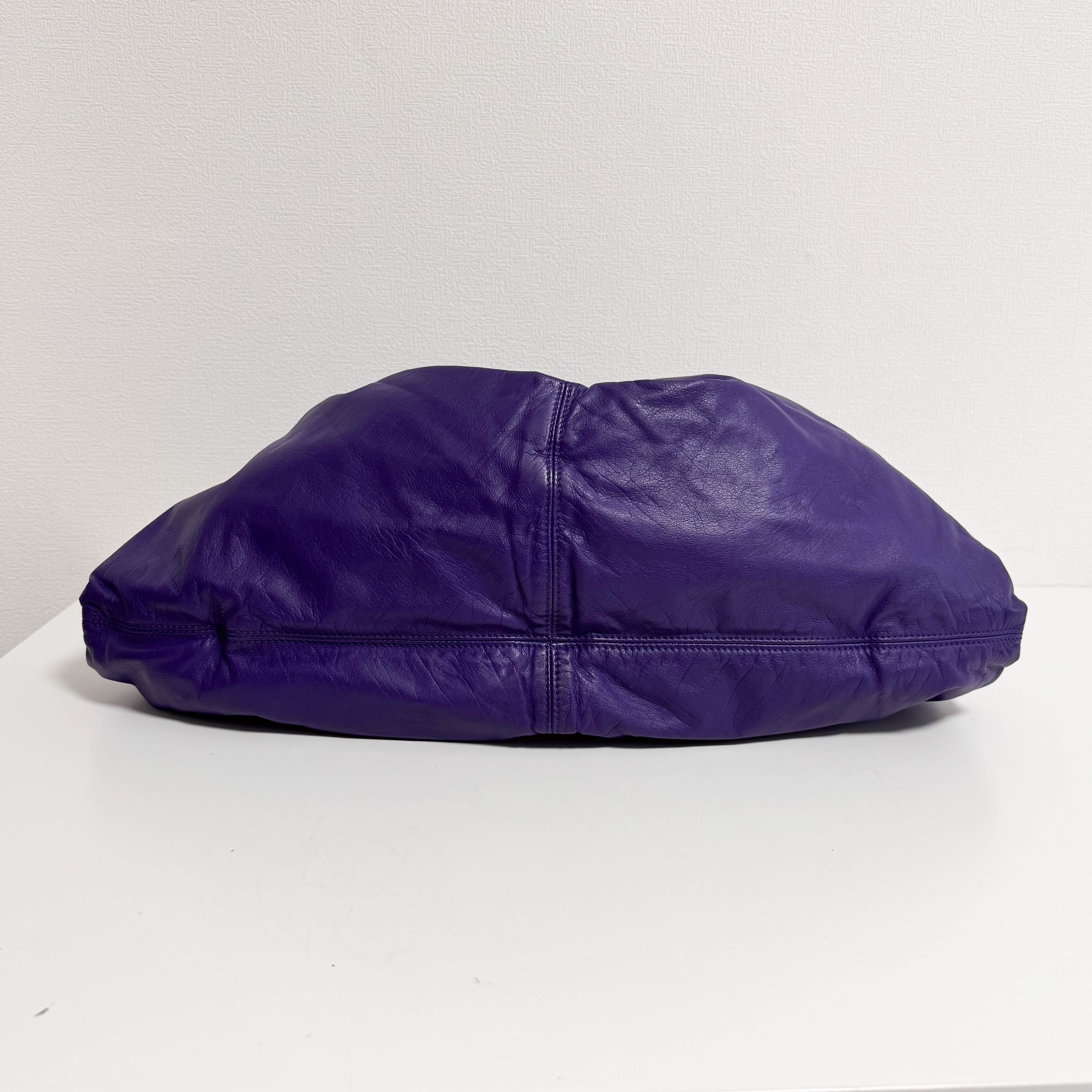 Hobo Shoulder Bag Aubergine Leather