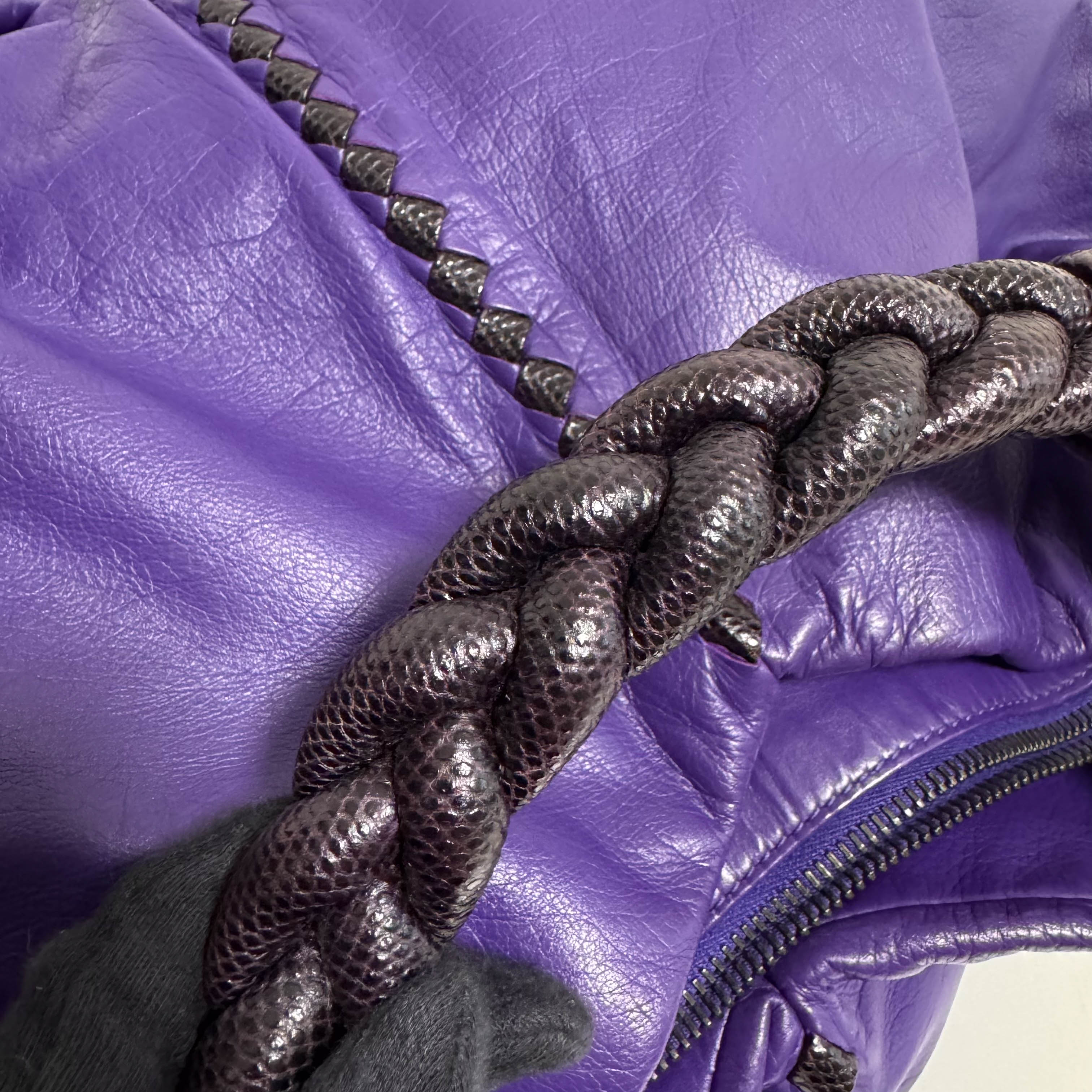 Hobo Shoulder Bag Aubergine Leather