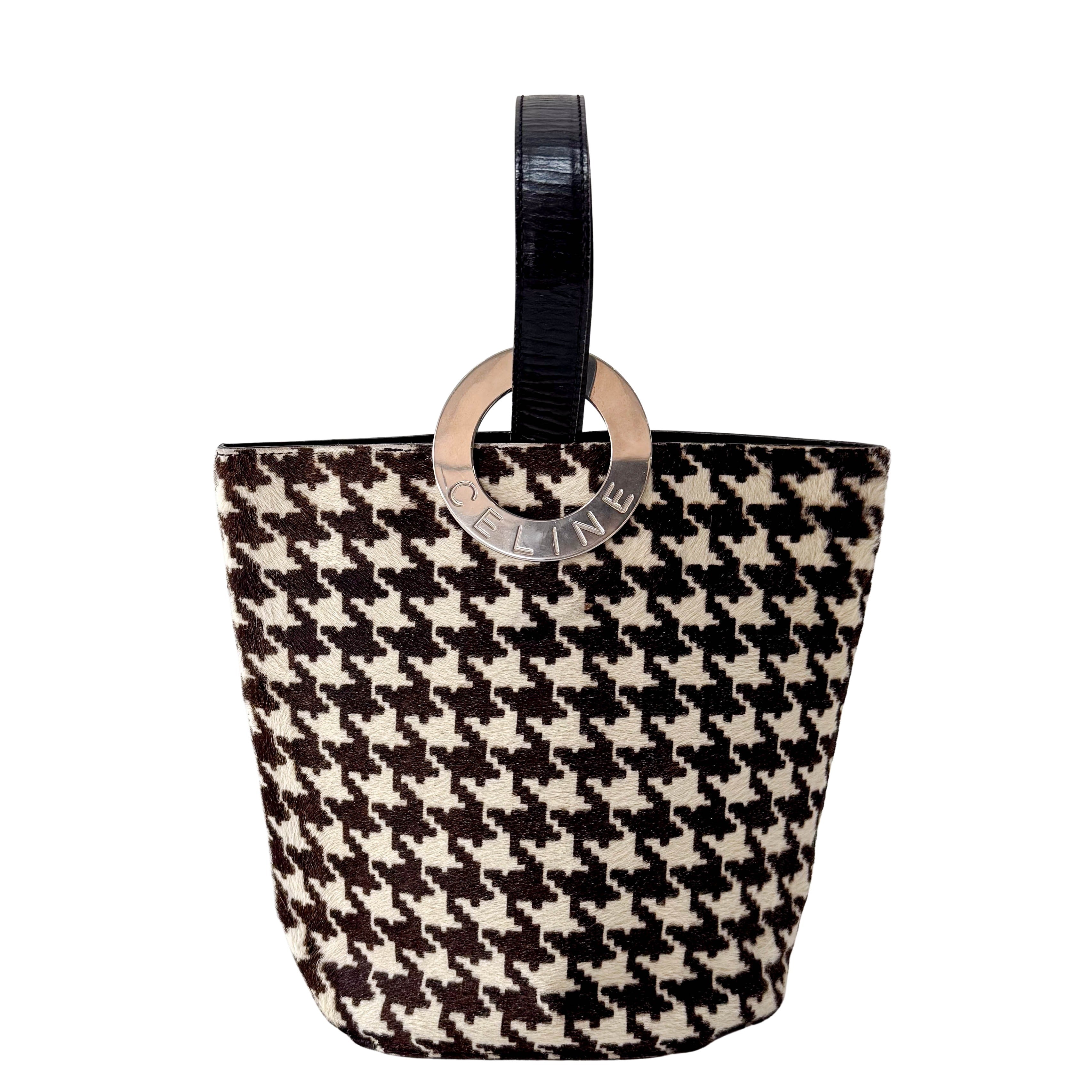 Circle Logo Brown & Neutral Pony Hair Shoulder Bag