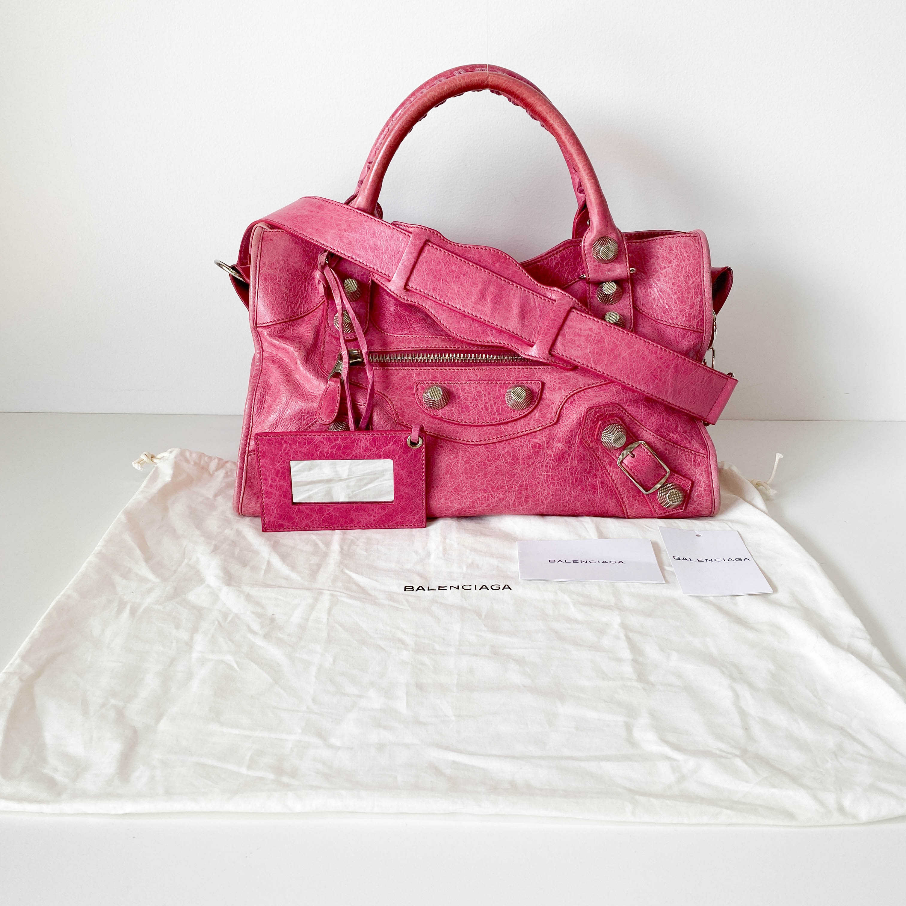 Giant 21 Hardware Pink Leather Two Way Bag