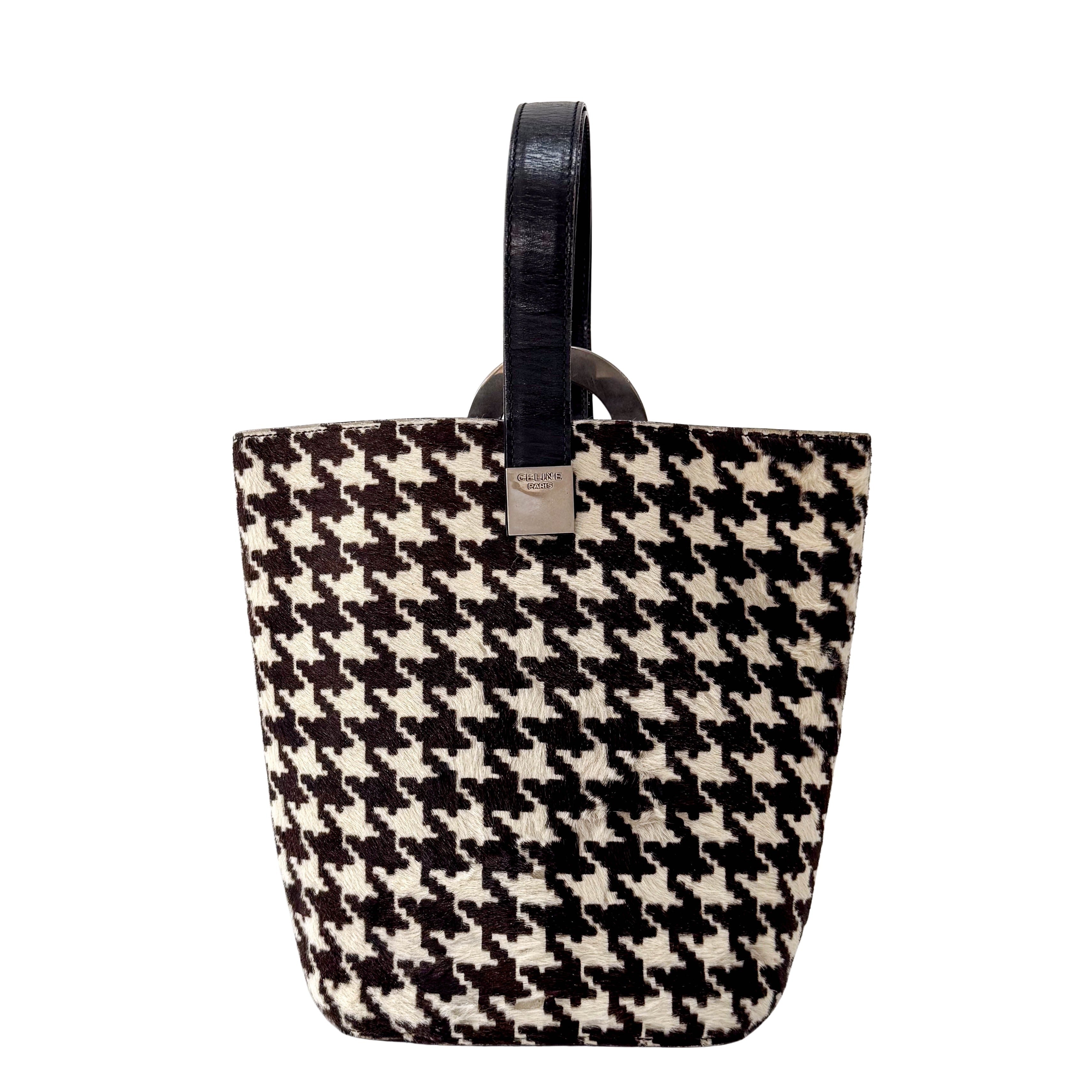 Circle Logo Brown & Neutral Pony Hair Shoulder Bag