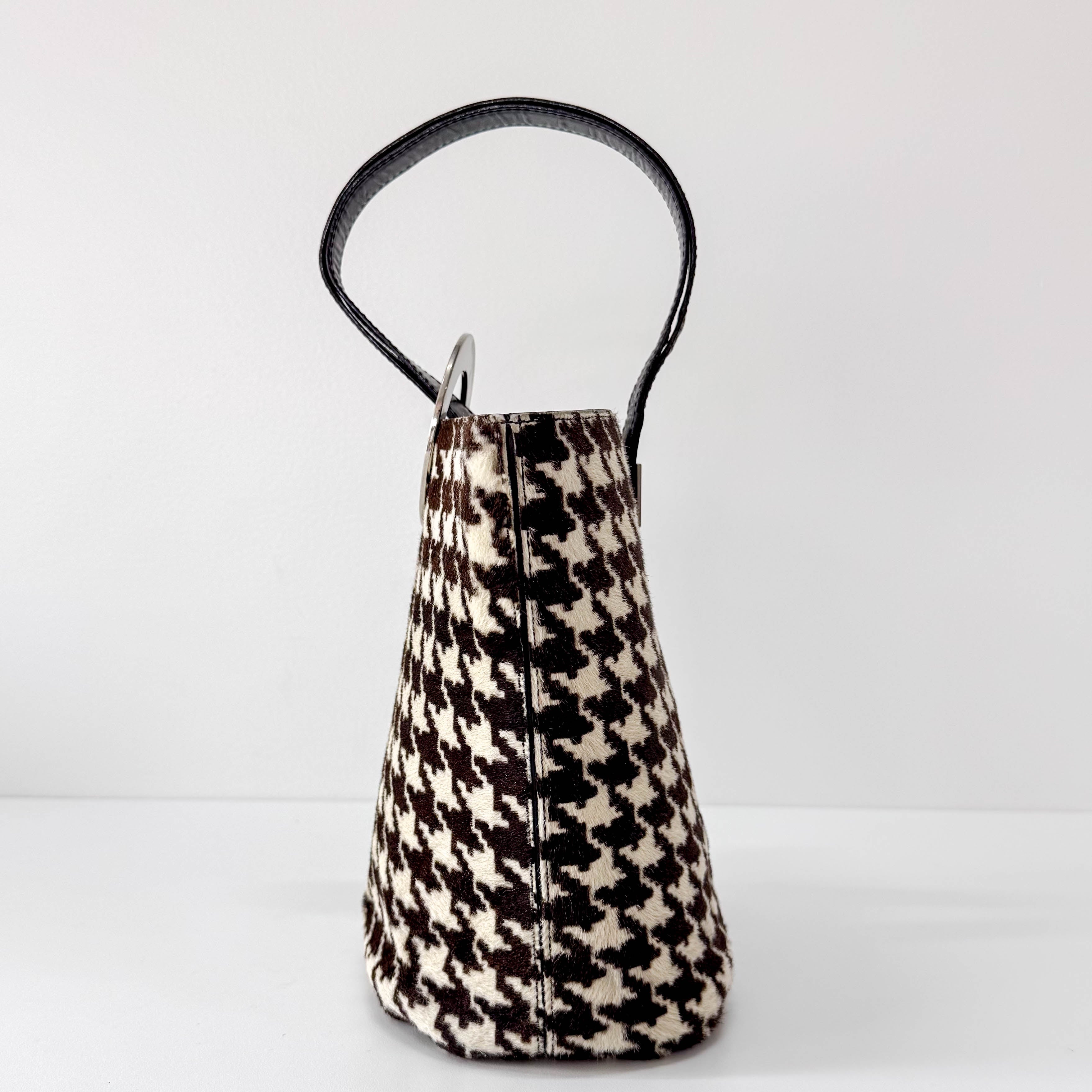 Circle Logo Brown & Neutral Pony Hair Shoulder Bag