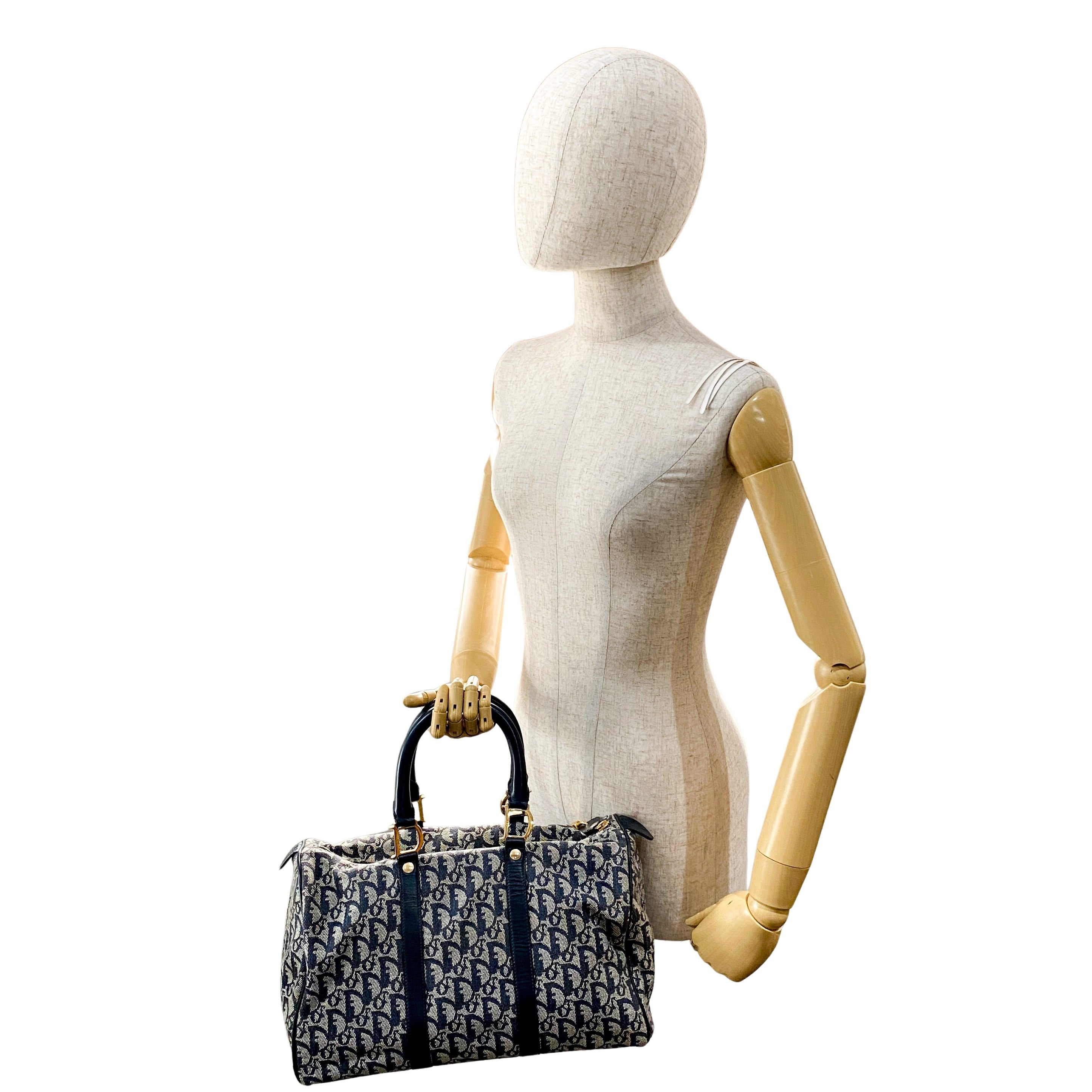 Boston Trotter Navy Canvas Handbag