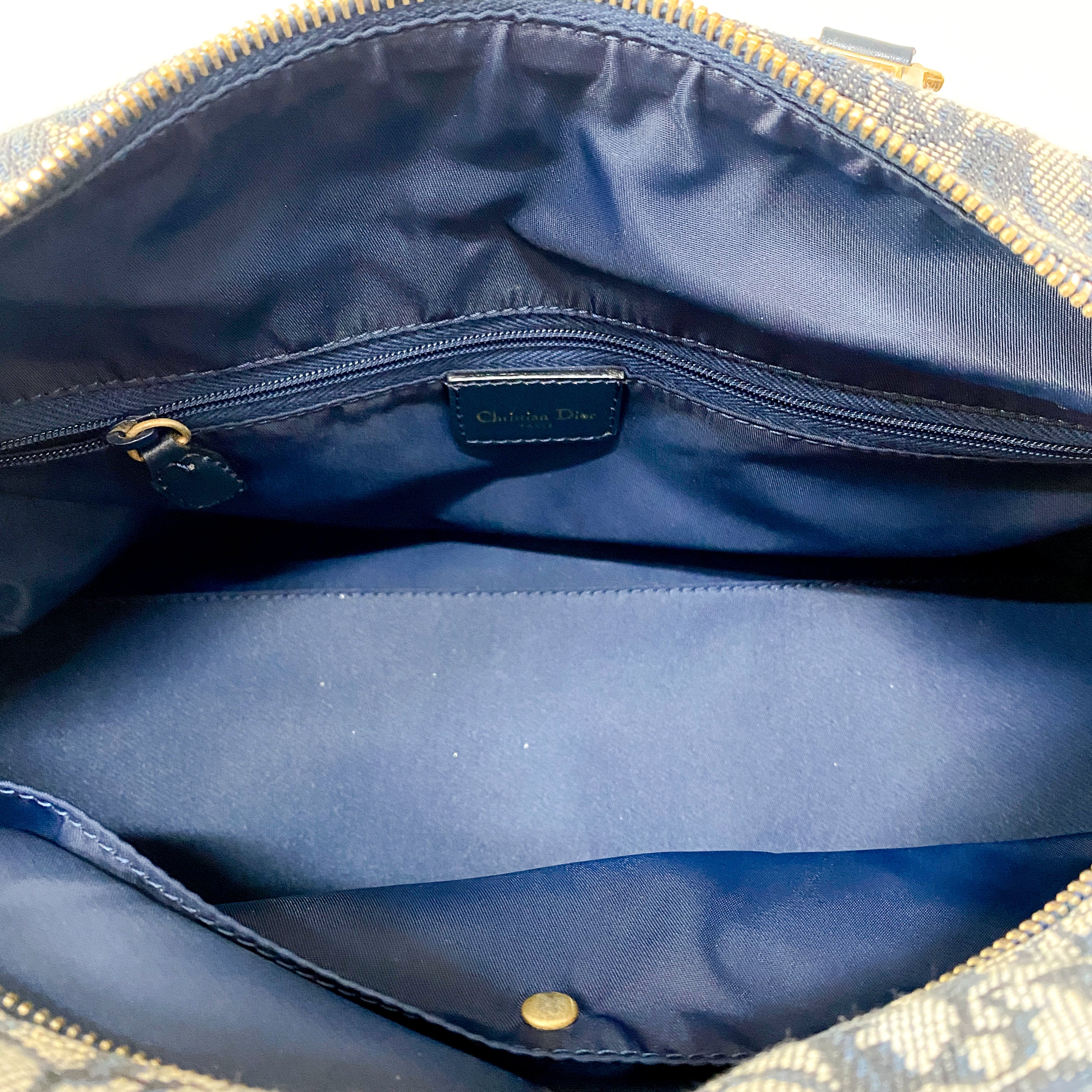 Boston Trotter Navy Canvas Handbag