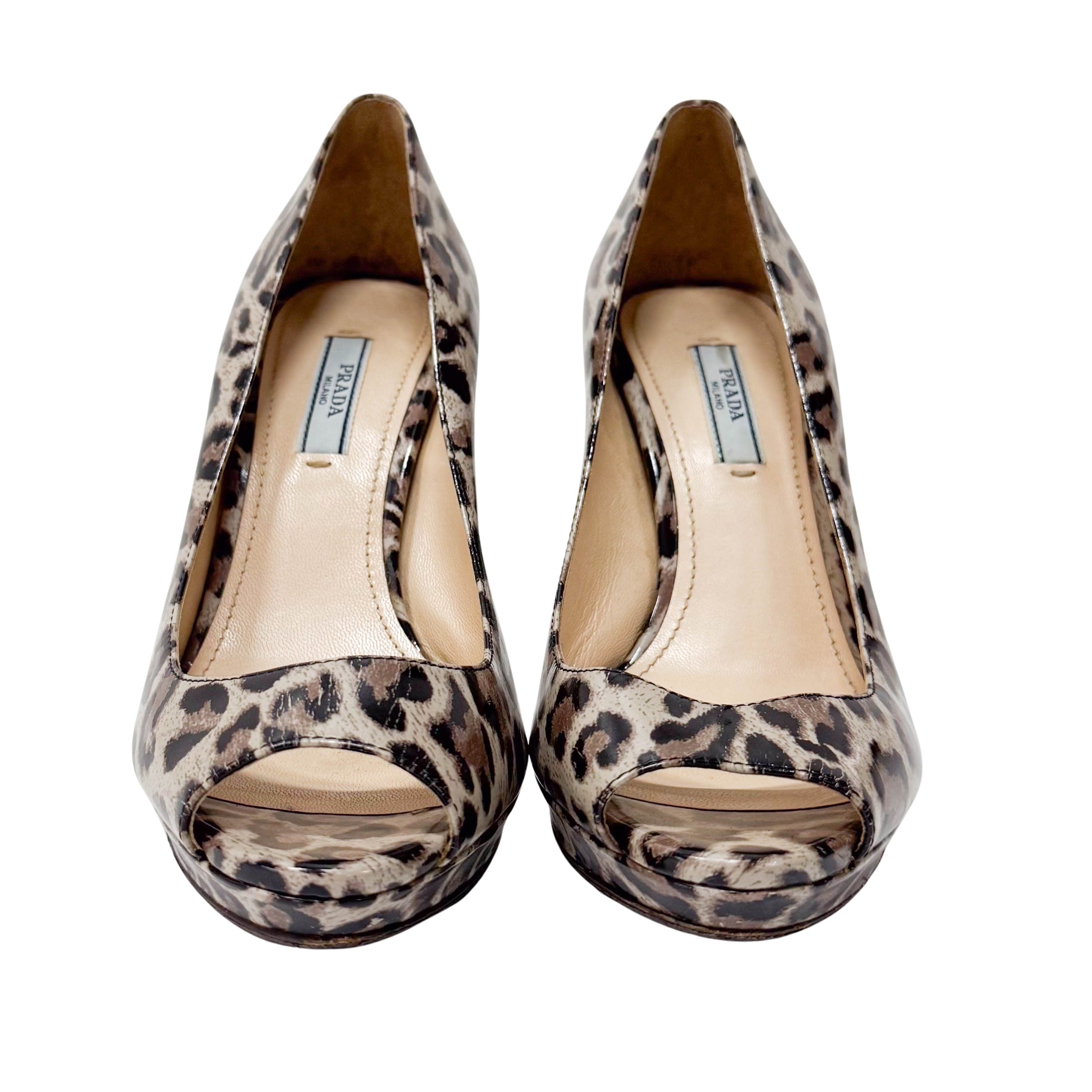 Size 37 Neutral Leopard Print High Heels