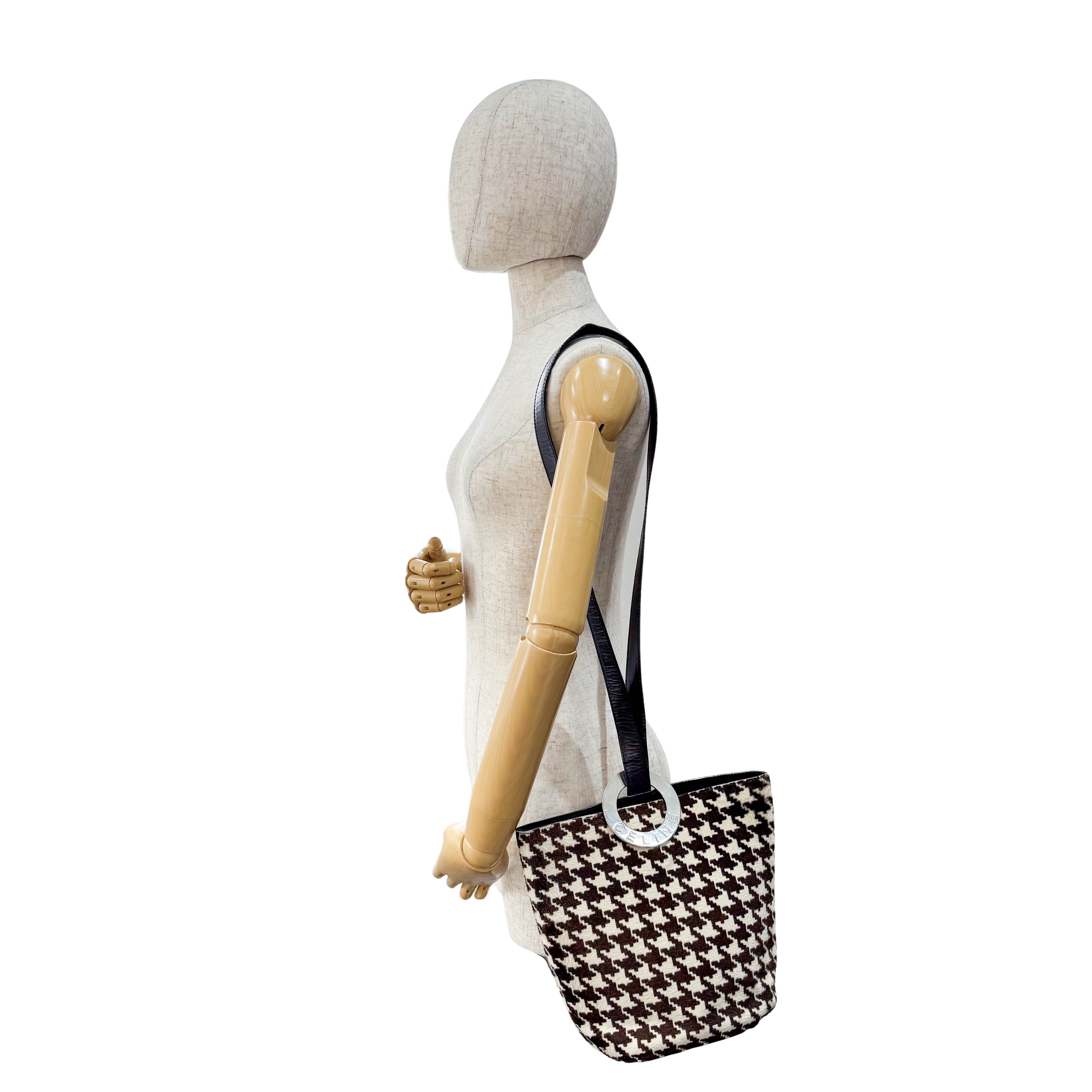 Circle Logo Brown & Neutral Pony Hair Shoulder Bag