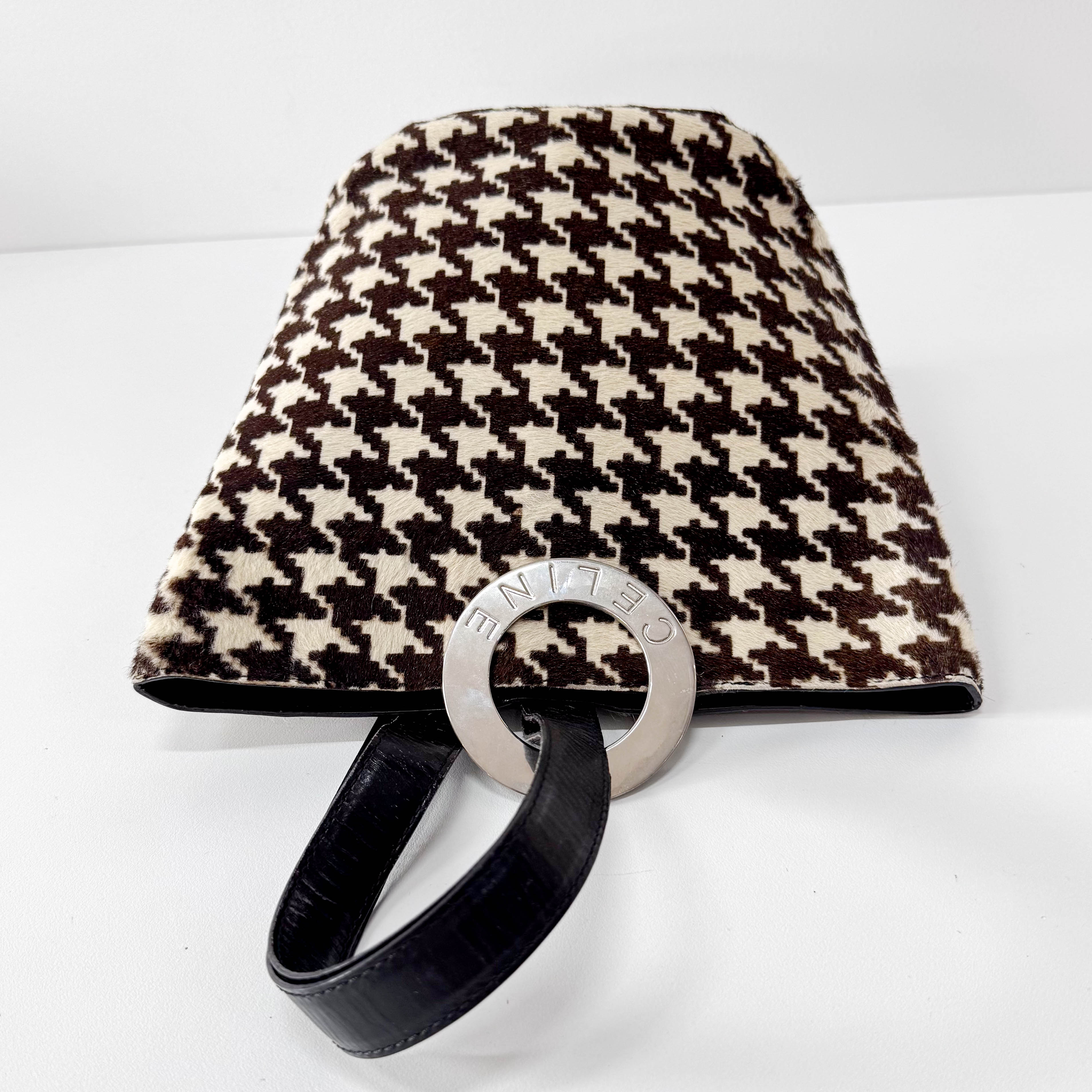 Circle Logo Brown & Neutral Pony Hair Shoulder Bag