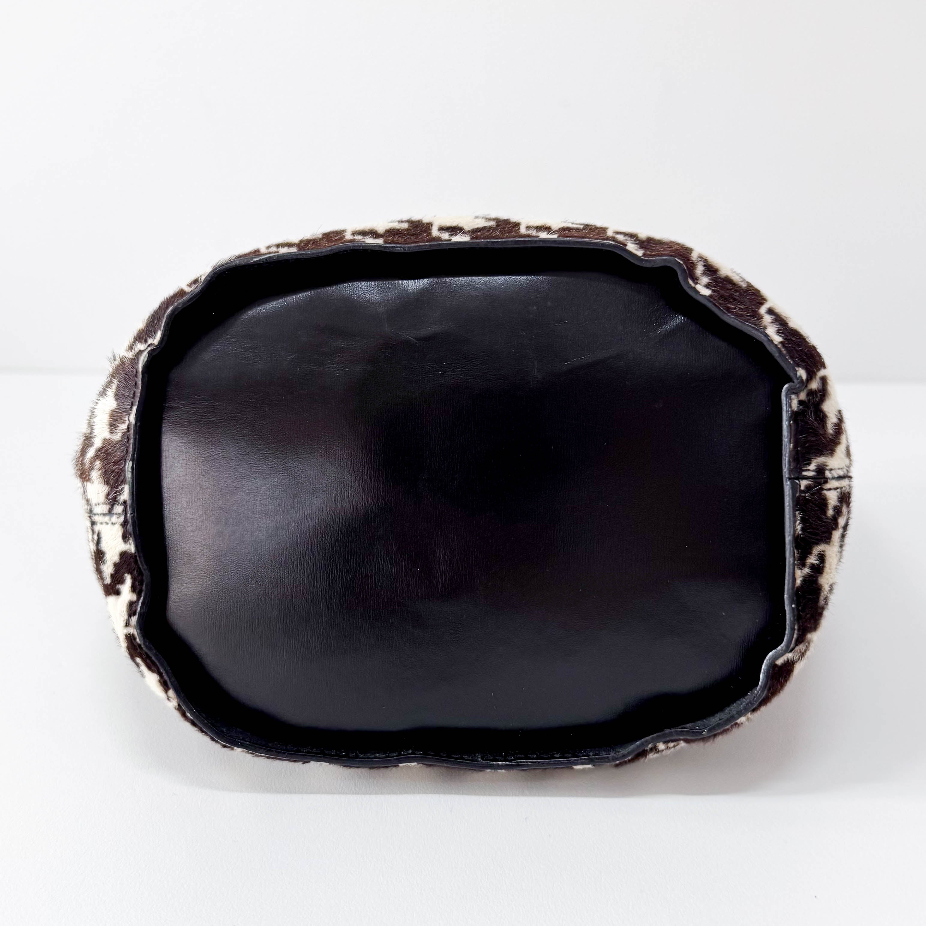 Circle Logo Brown & Neutral Pony Hair Shoulder Bag