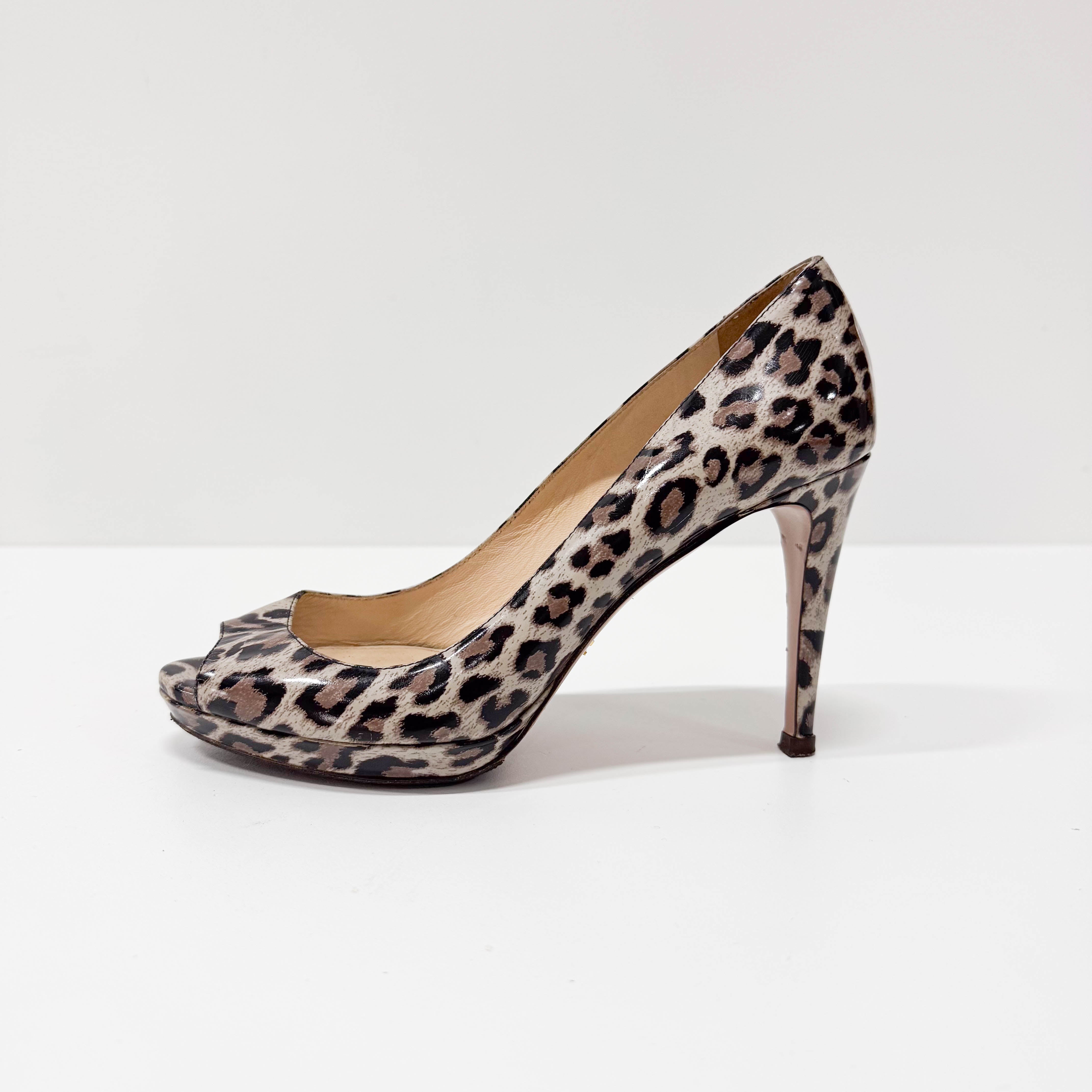 Size 37 Neutral Leopard Print High Heels