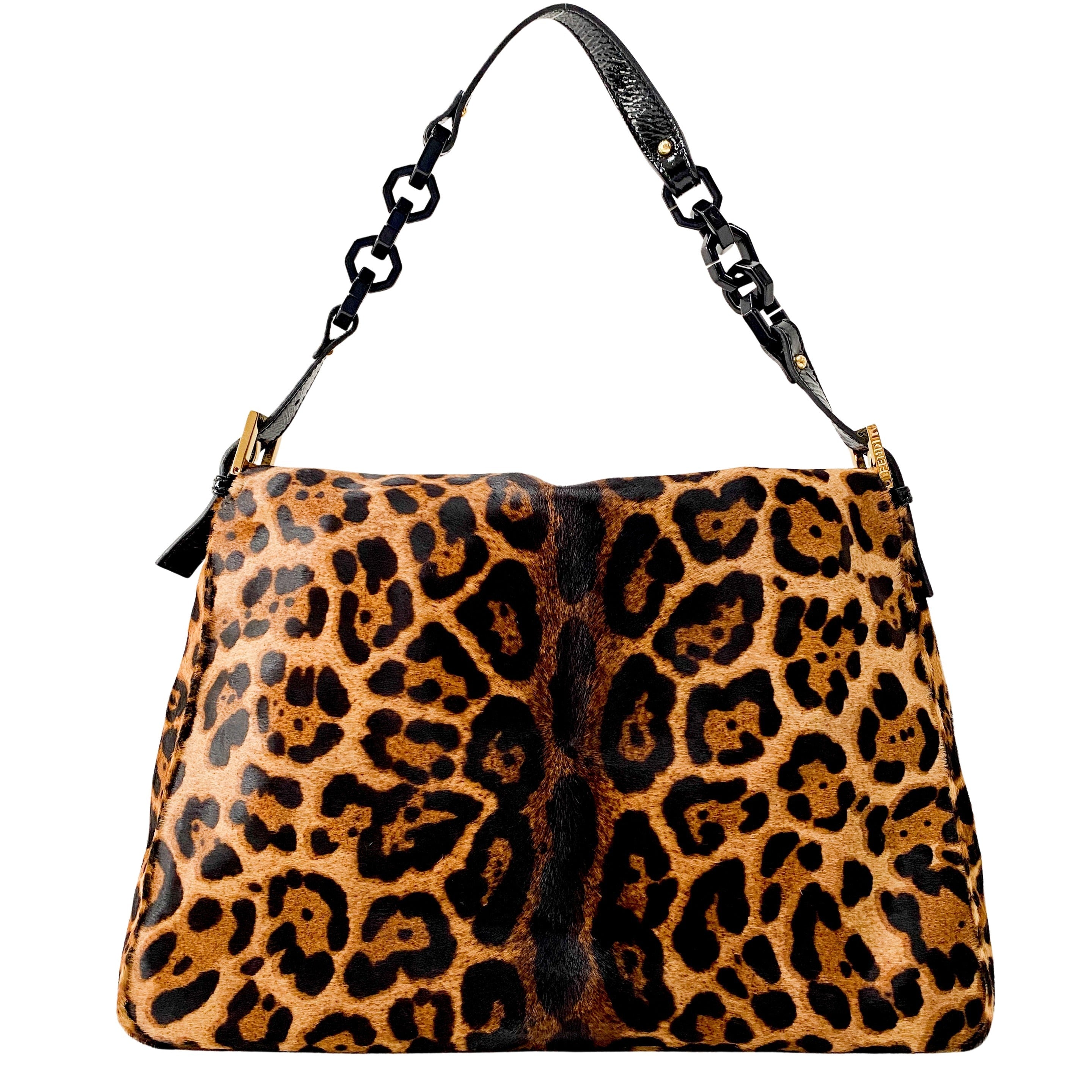 Mamma Baguette Brown Jaguar Print Pony Hair Shoulder Bag