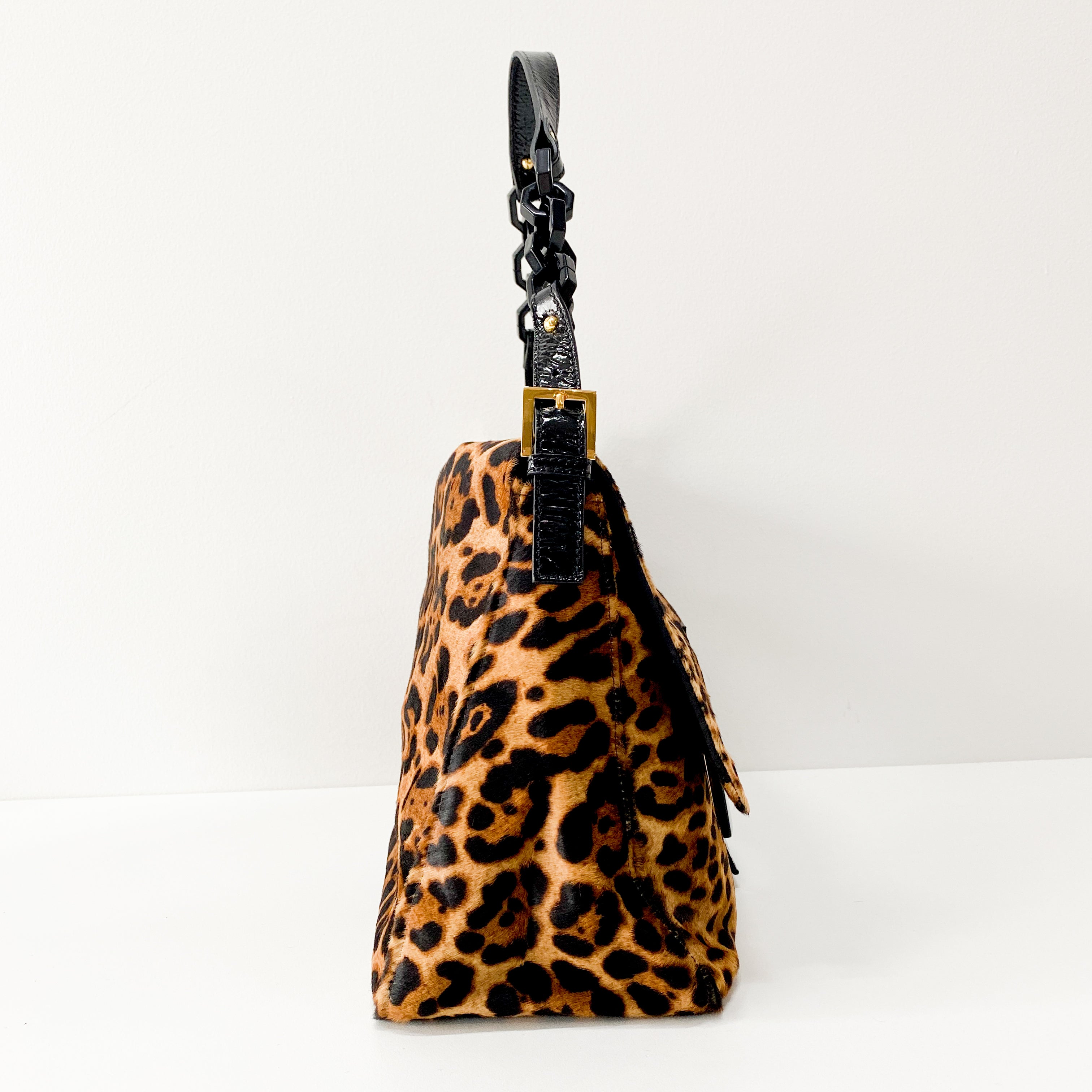 Mamma Baguette Brown Jaguar Print Pony Hair Shoulder Bag