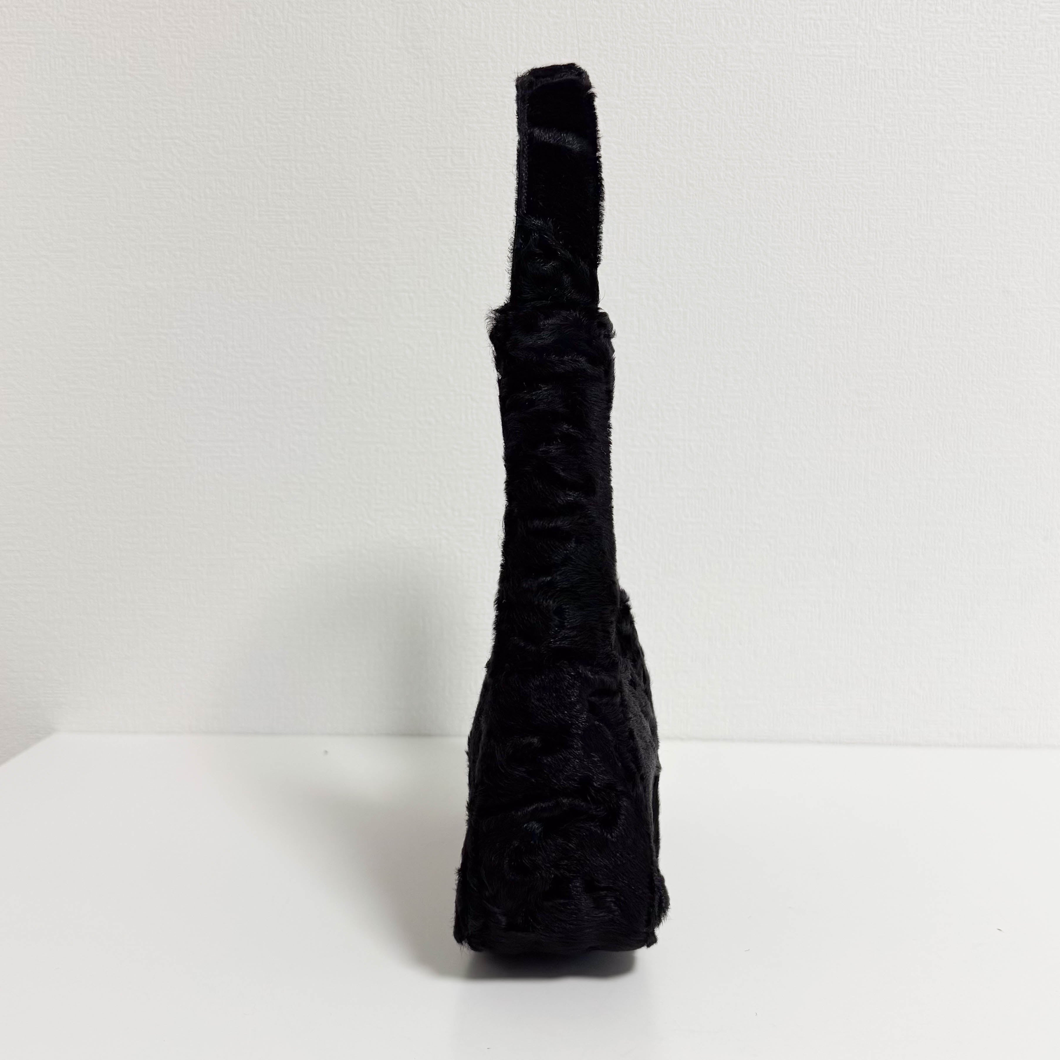 Black Fur Handle Bag