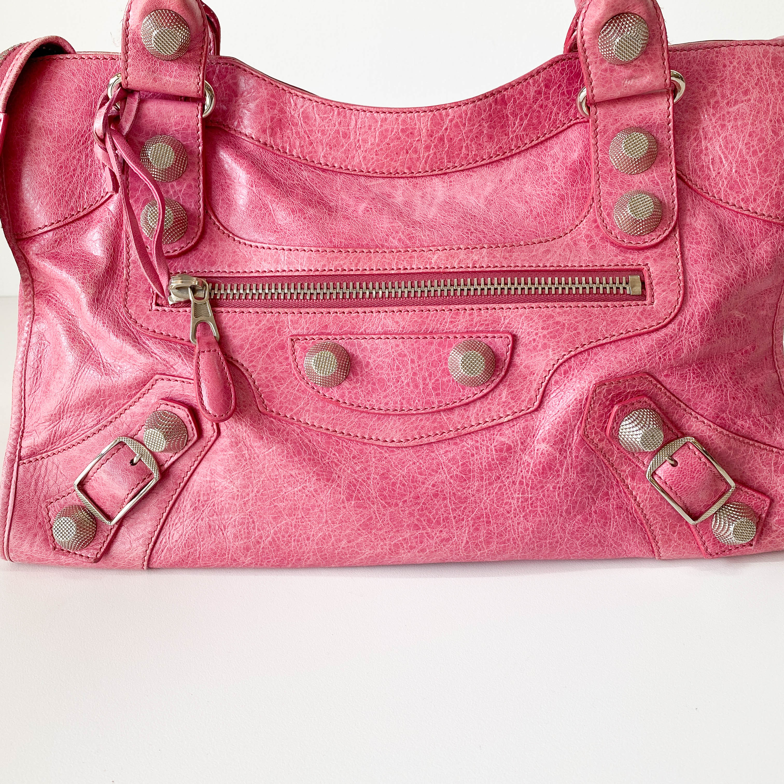 Giant 21 Hardware Pink Leather Two Way Bag