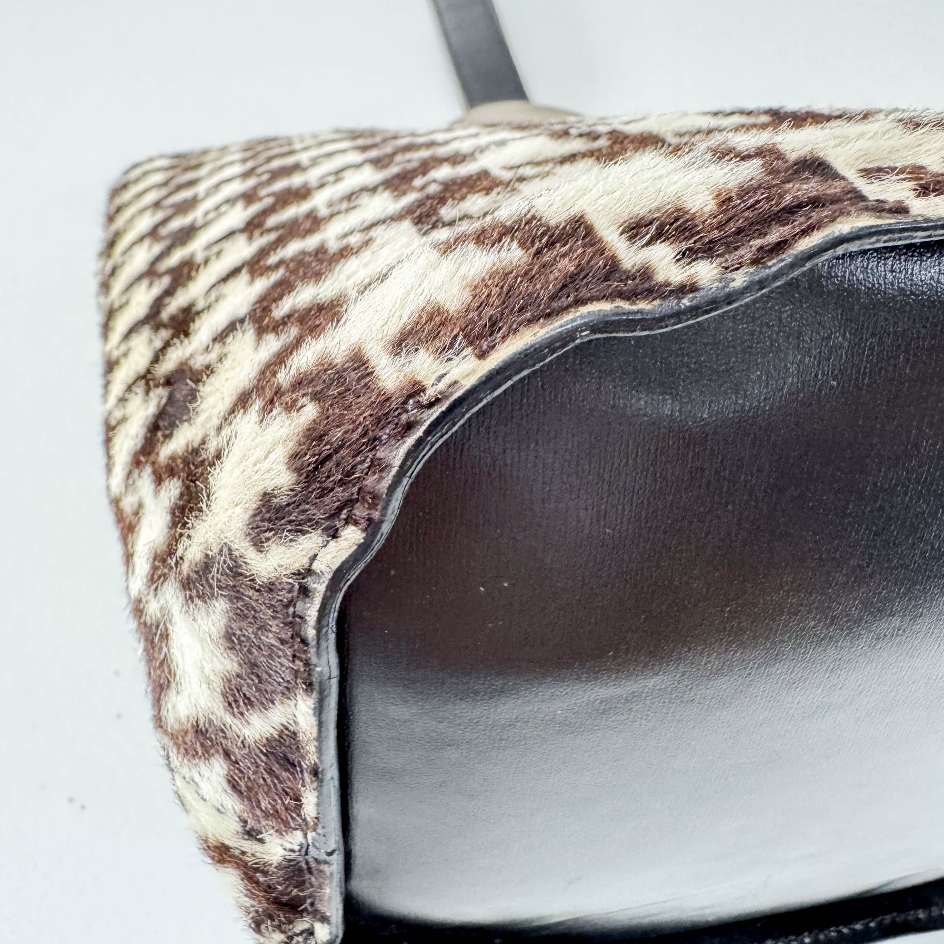 Circle Logo Brown & Neutral Pony Hair Shoulder Bag