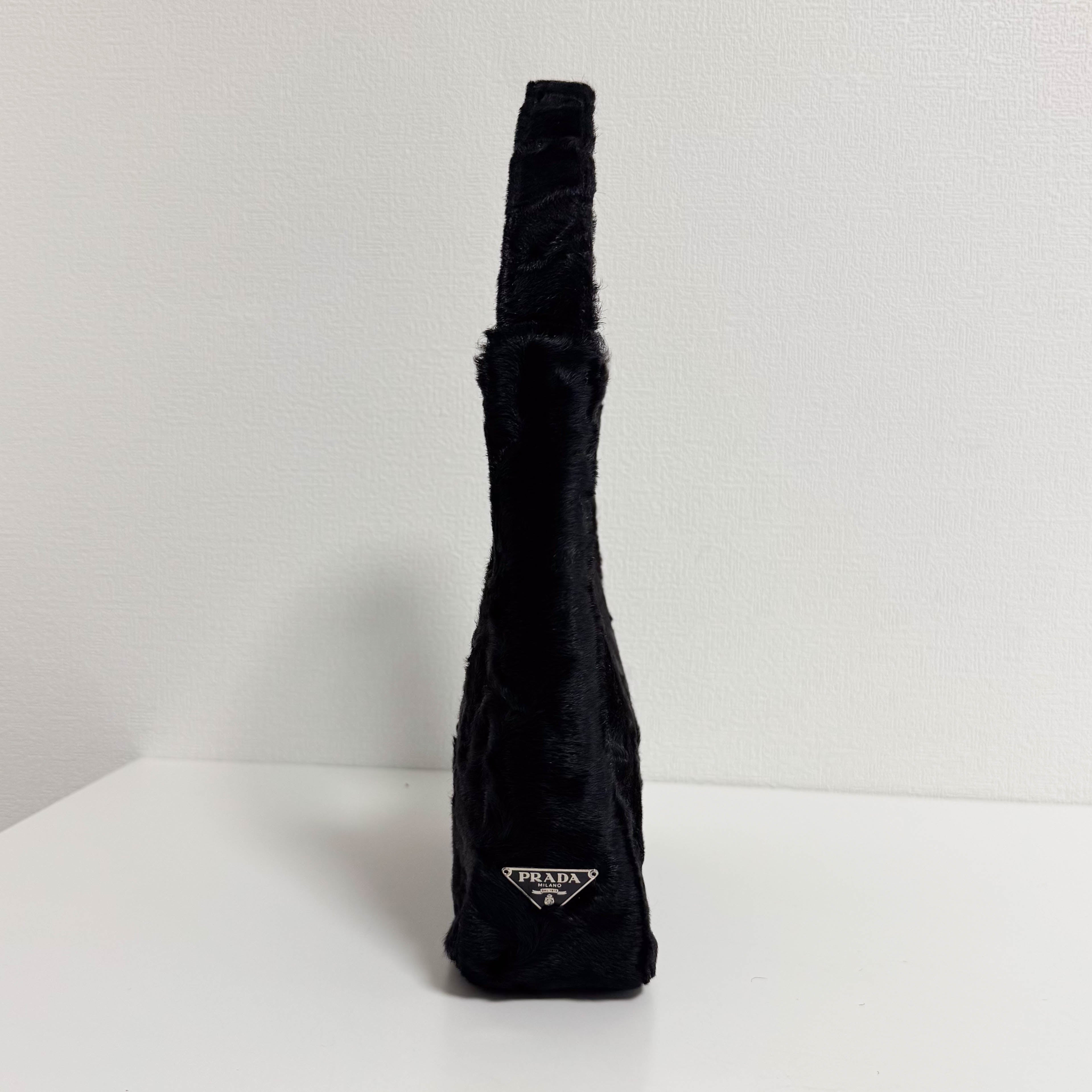 Black Fur Handle Bag