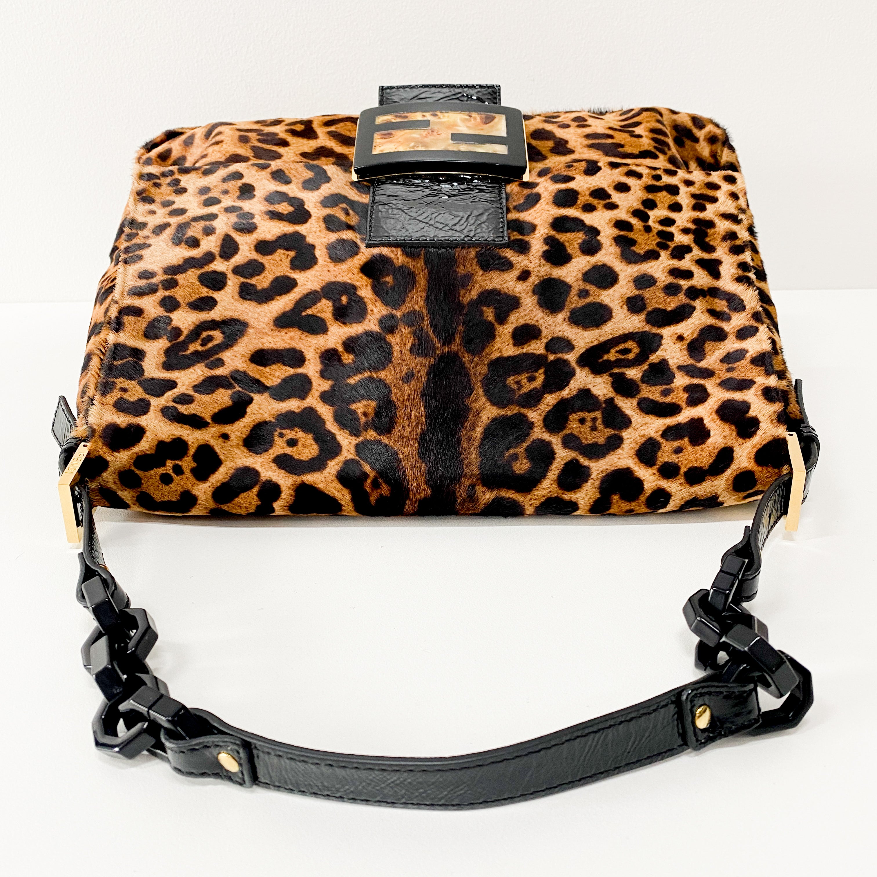 Mamma Baguette Brown Jaguar Print Pony Hair Shoulder Bag