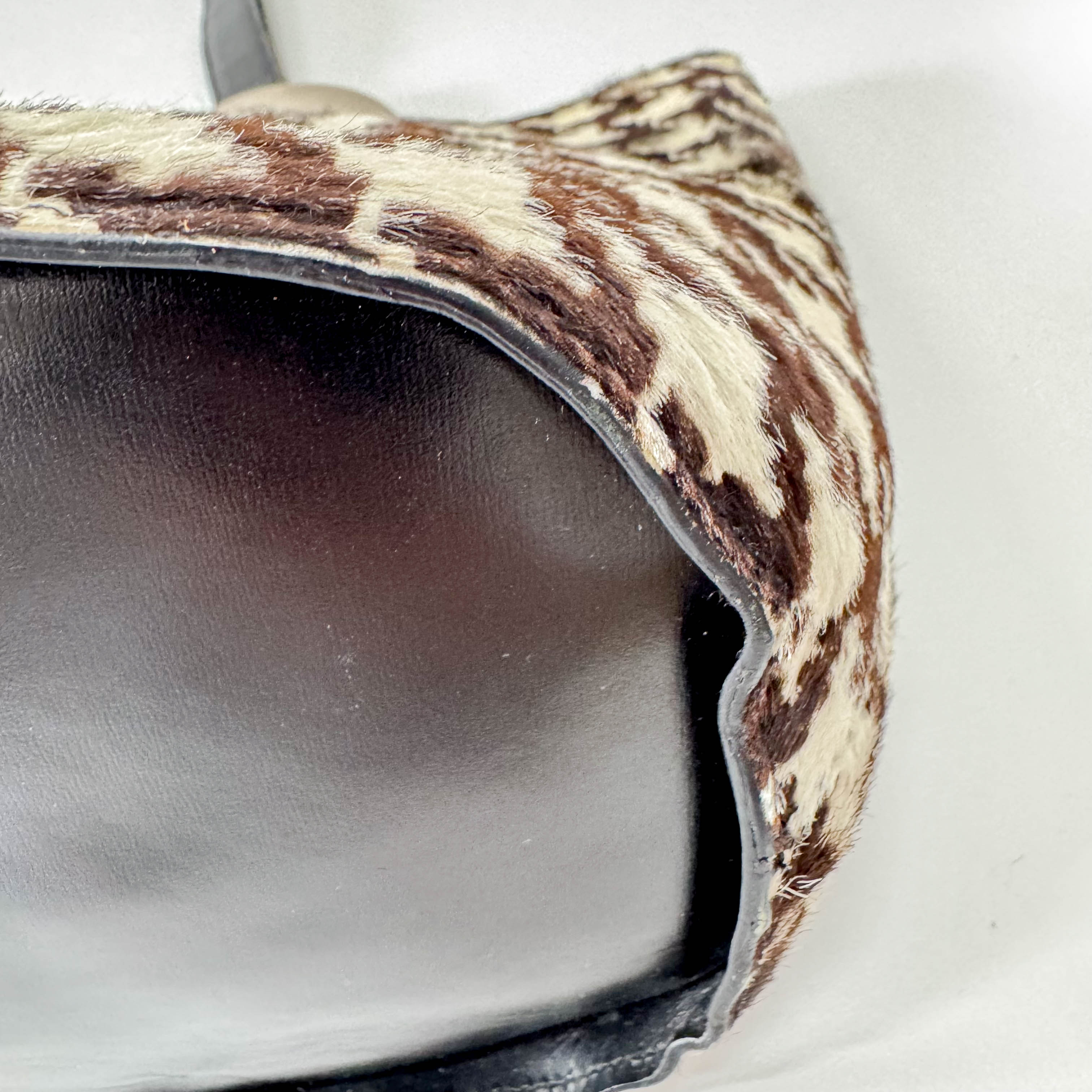 Circle Logo Brown & Neutral Pony Hair Shoulder Bag