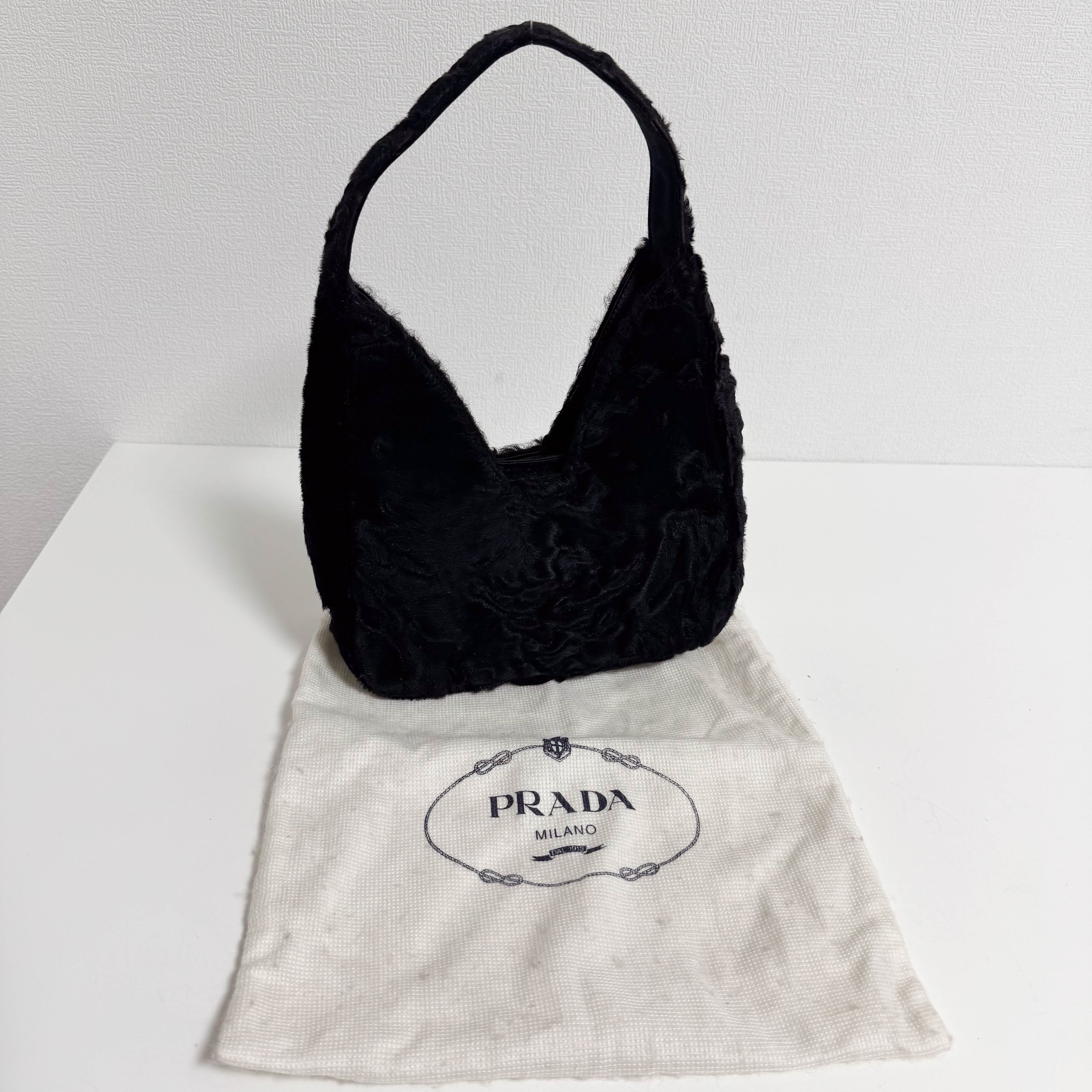 Black Fur Handle Bag