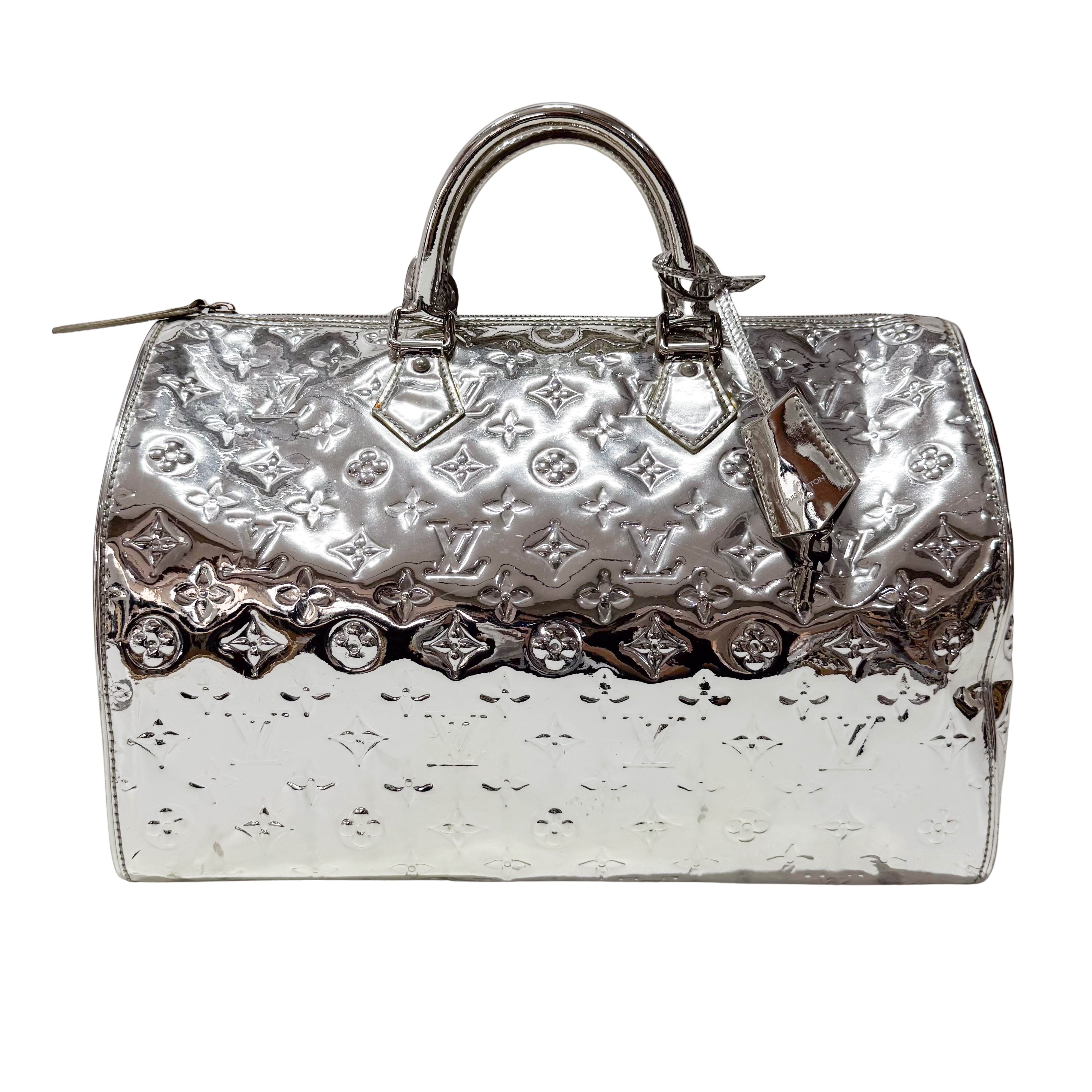 Speedy 35 Monogram Mirror World Silver Coated Canvas Handbag