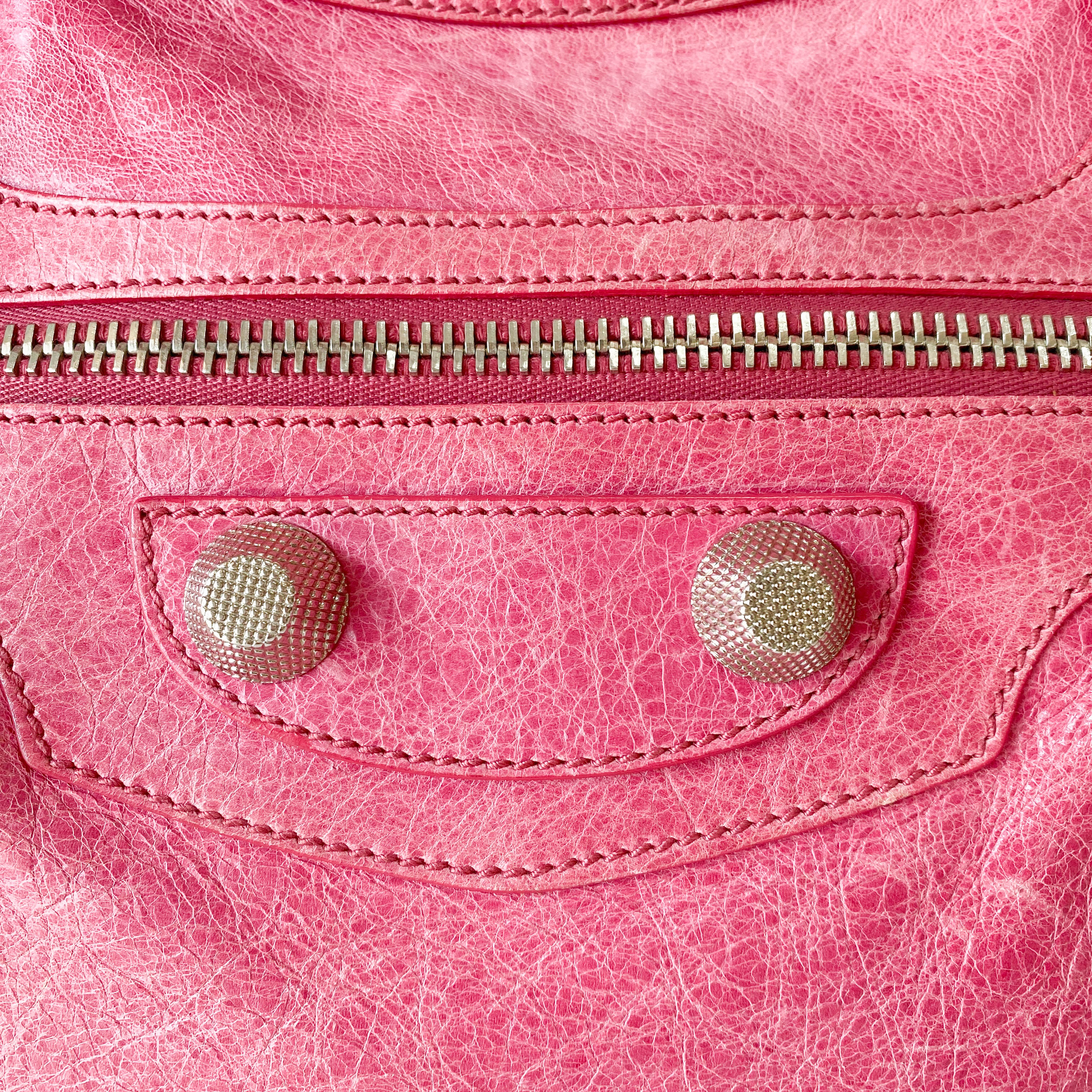 Giant 21 Hardware Pink Leather Two Way Bag