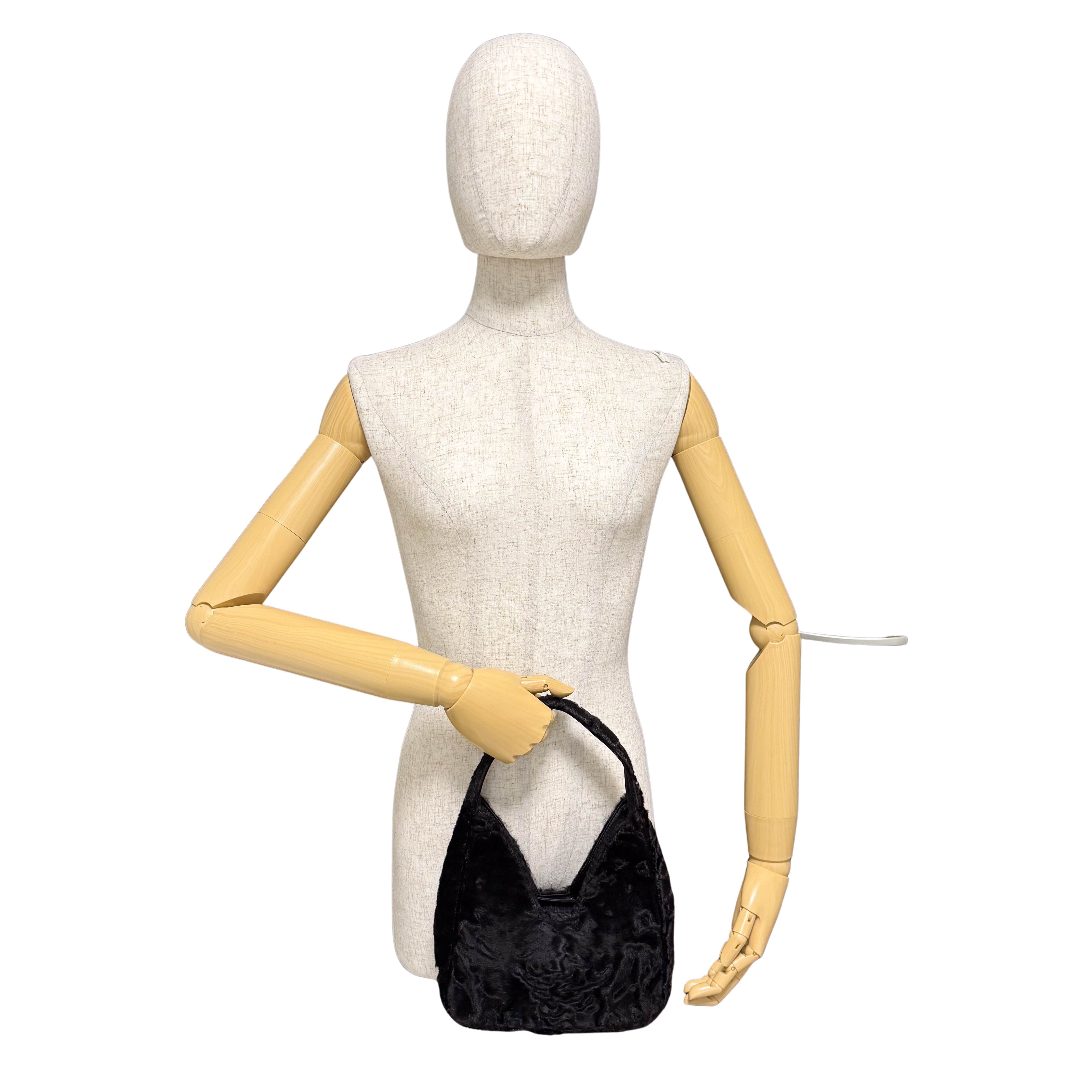 Black Fur Handle Bag