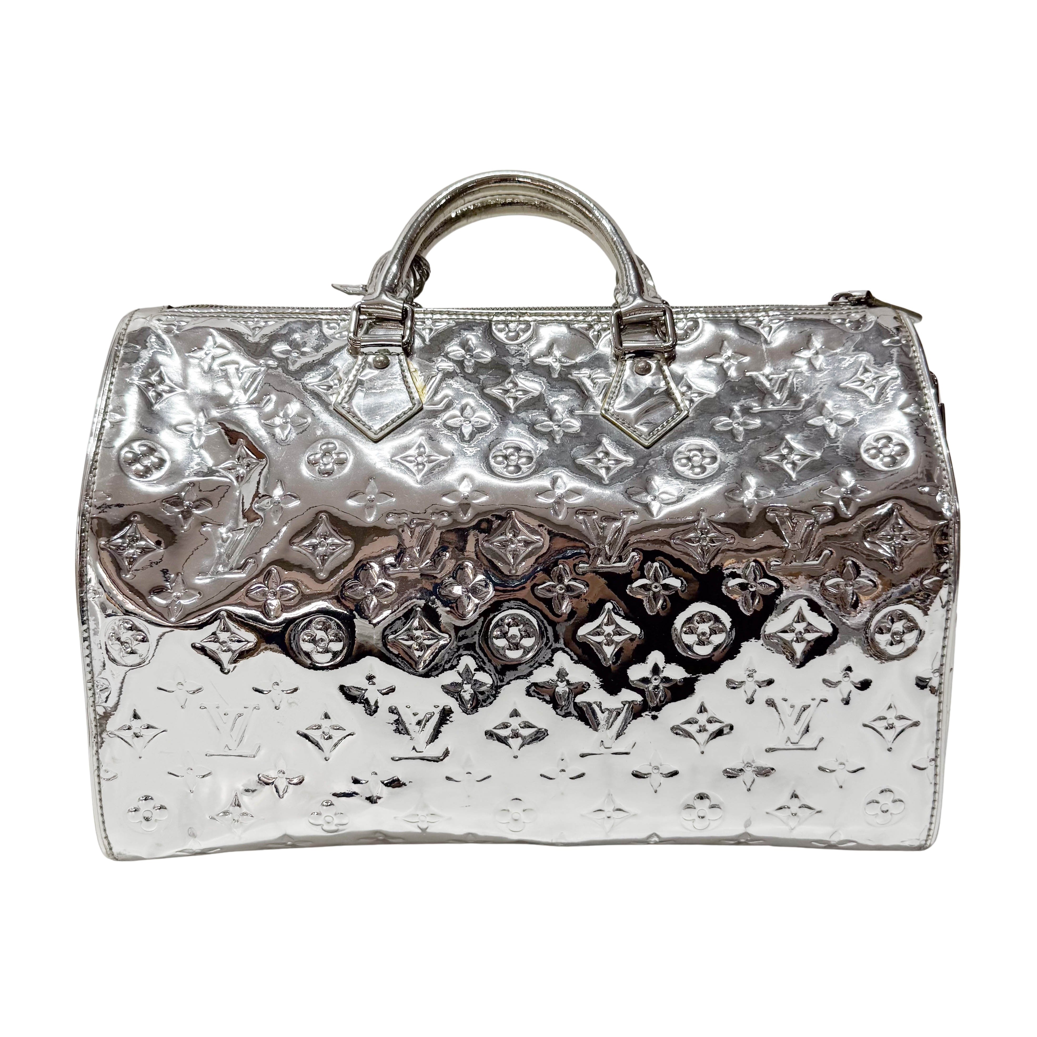 Speedy 35 Monogram Mirror World Silver Coated Canvas Handbag