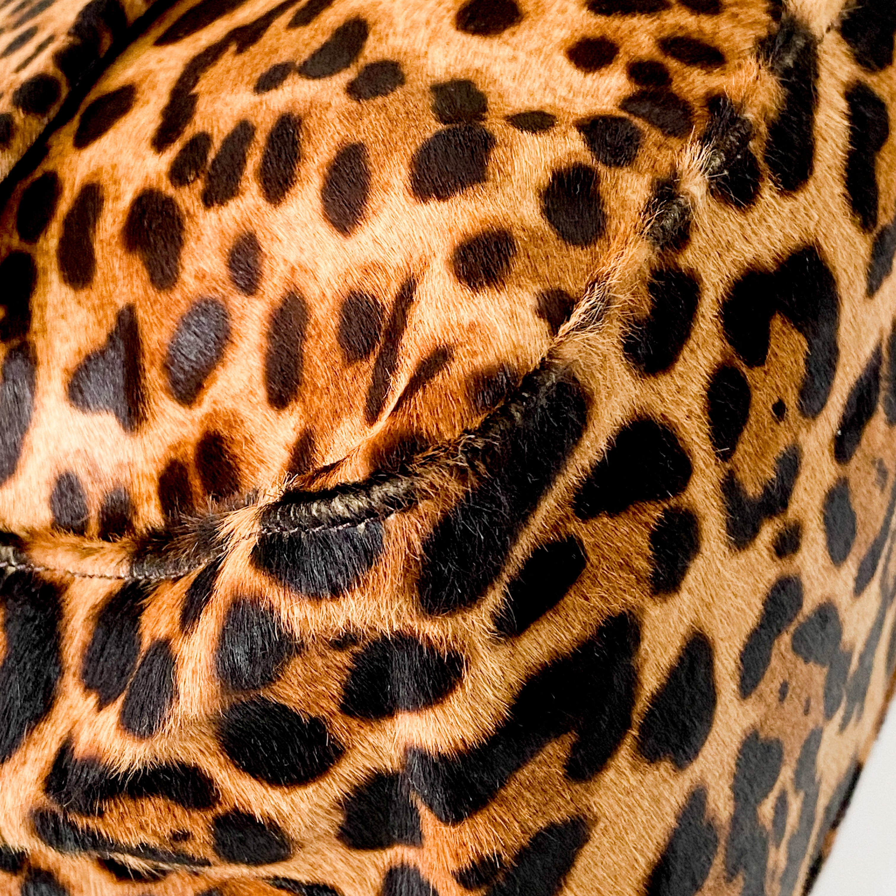 Mamma Baguette Brown Jaguar Print Pony Hair Shoulder Bag