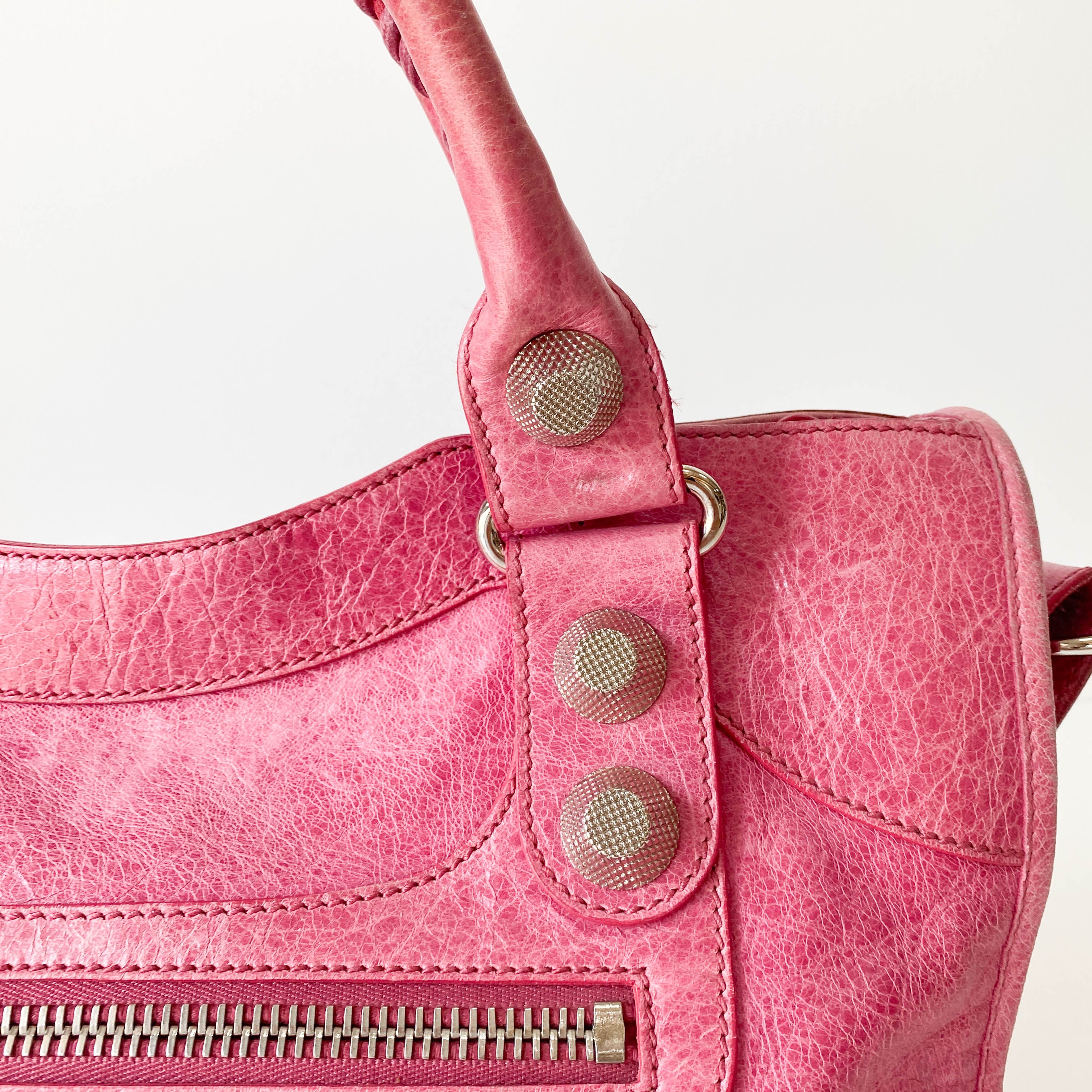 Giant 21 Hardware Pink Leather Two Way Bag
