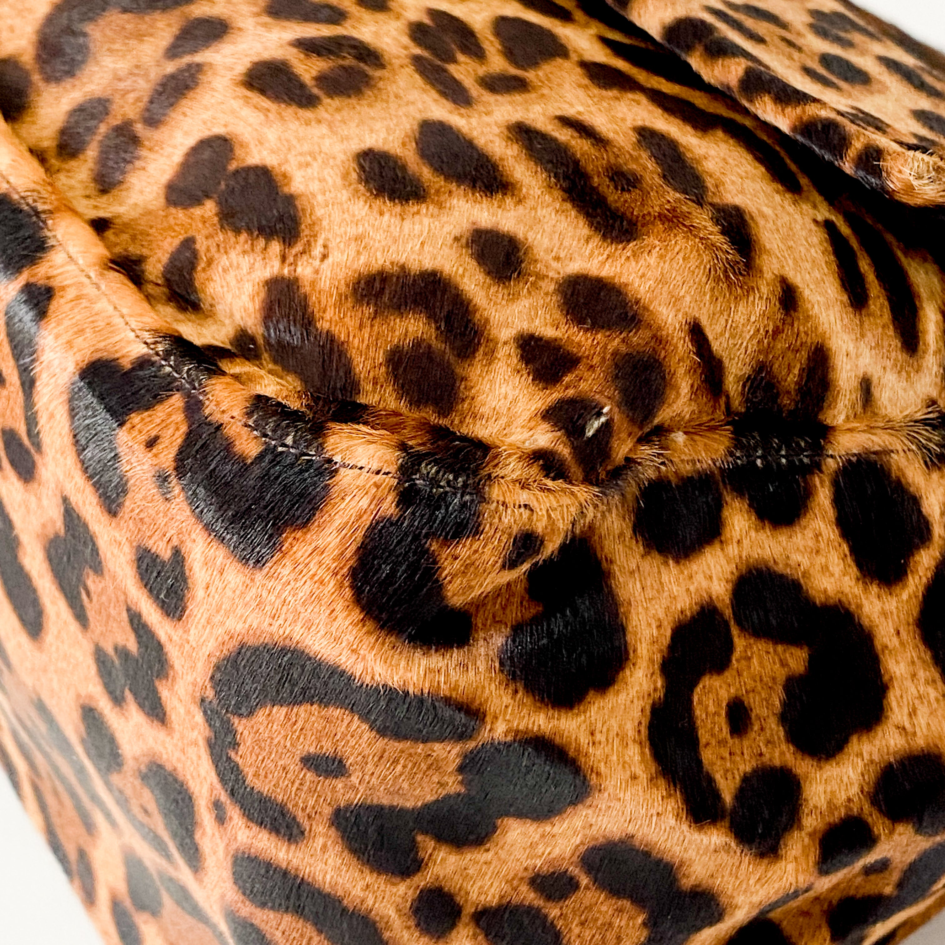 Mamma Baguette Brown Jaguar Print Pony Hair Shoulder Bag