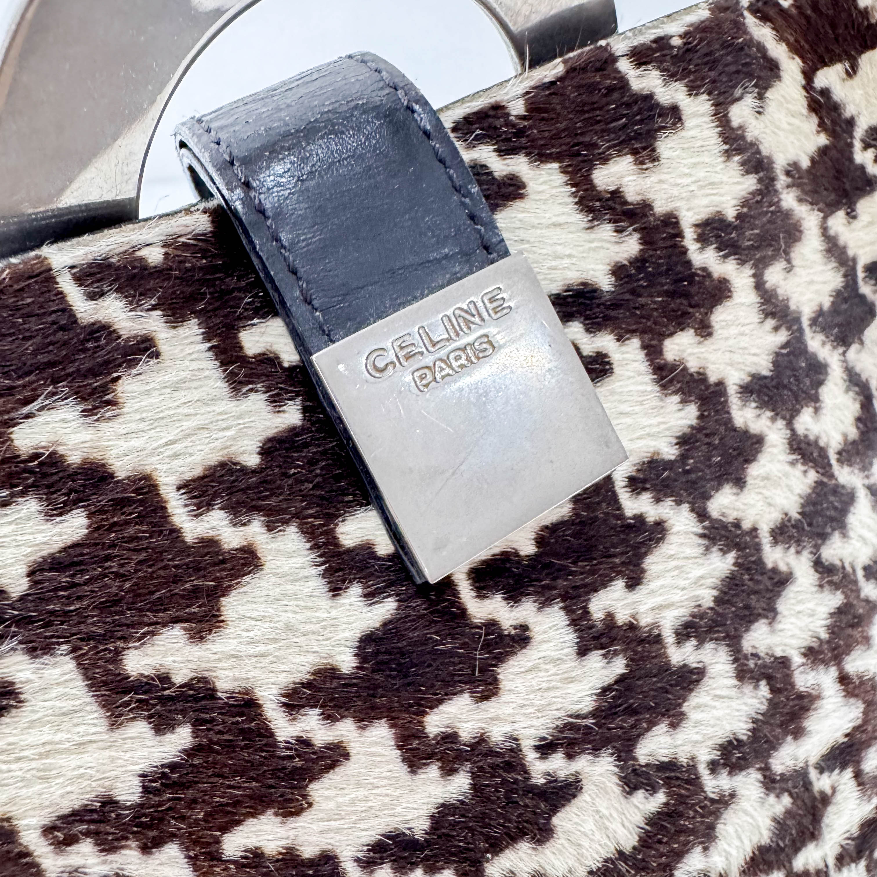 Circle Logo Brown & Neutral Pony Hair Shoulder Bag