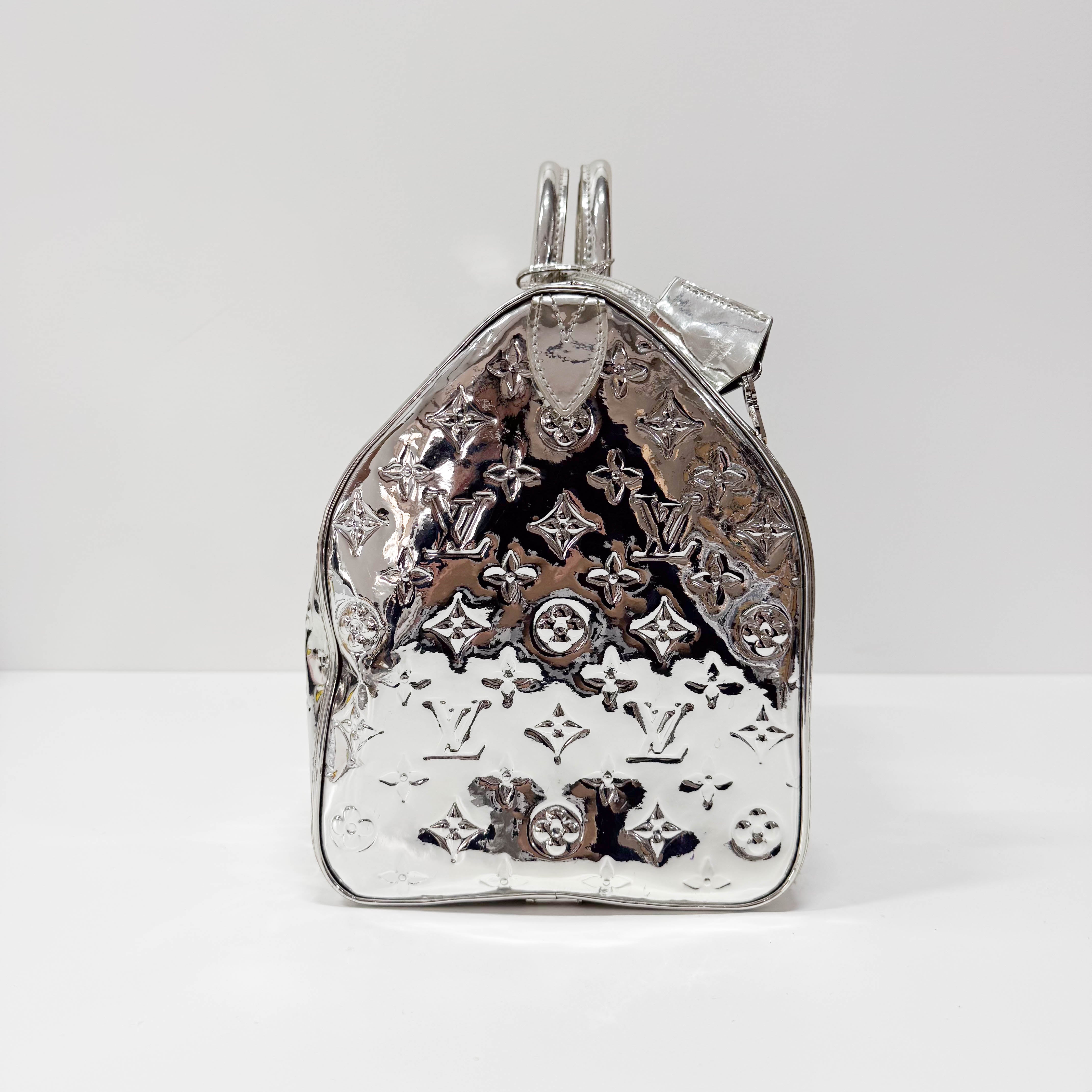 Speedy 35 Monogram Mirror World Silver Coated Canvas Handbag