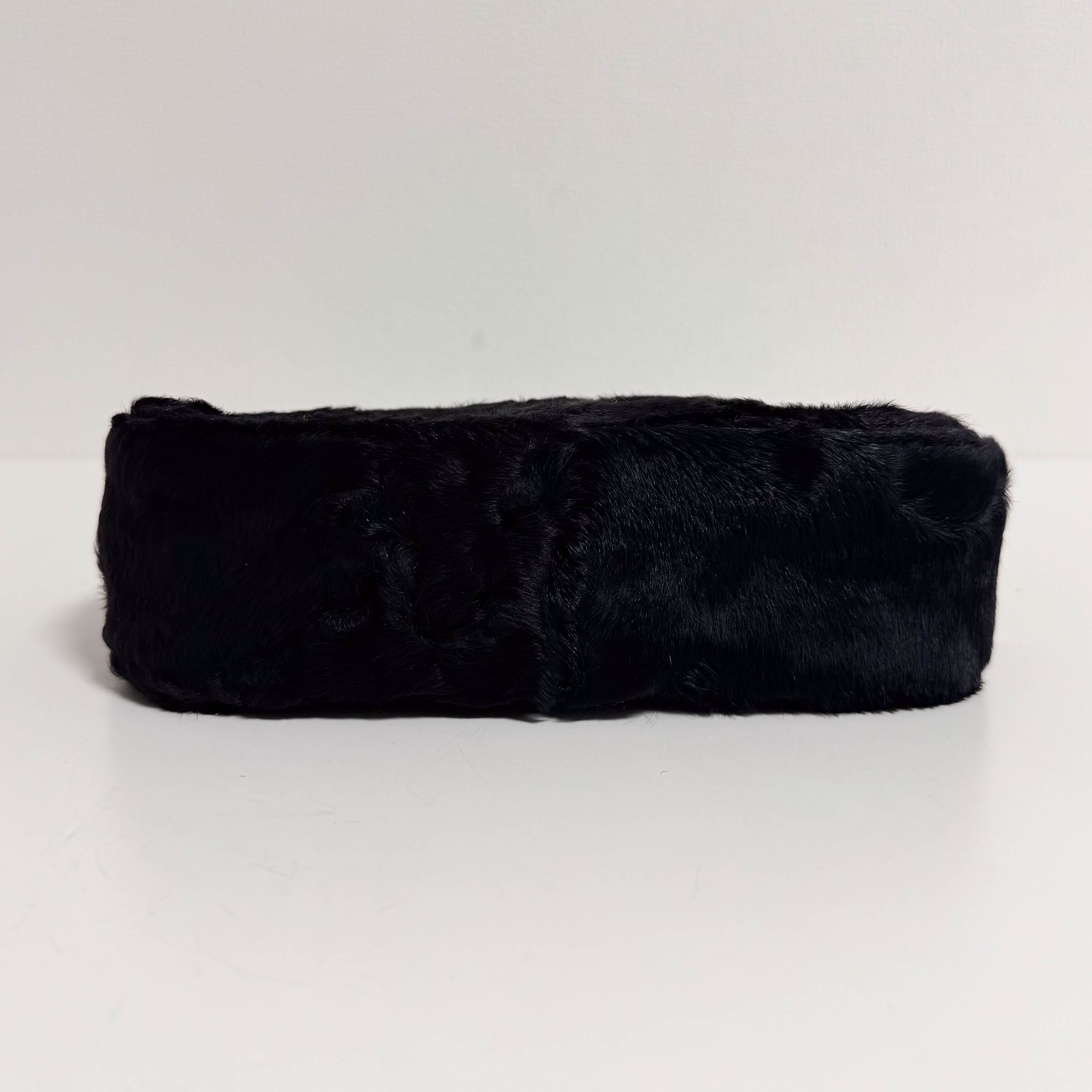 Black Fur Handle Bag