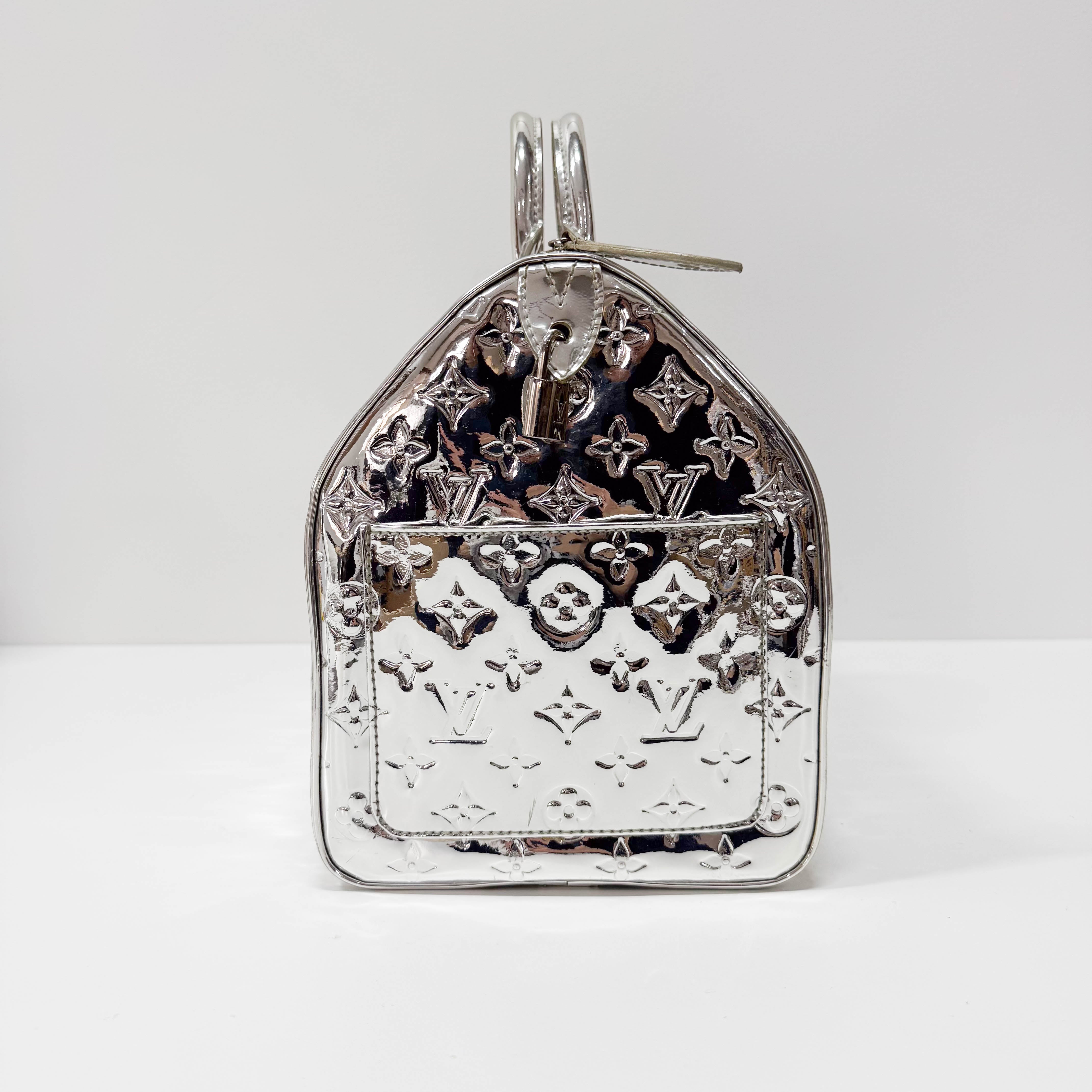 Speedy 35 Monogram Mirror World Silver Coated Canvas Handbag