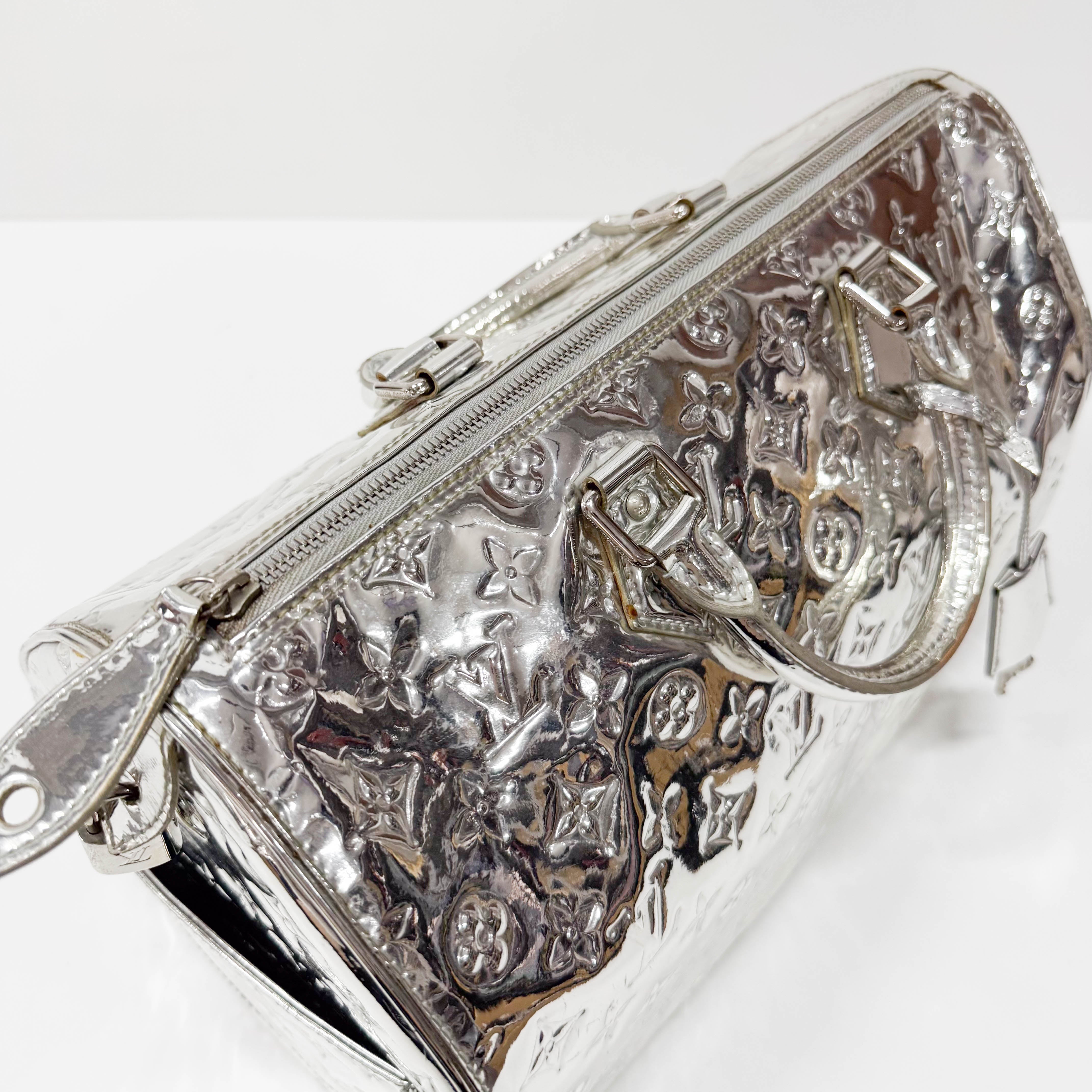 Speedy 35 Monogram Mirror World Silver Coated Canvas Handbag